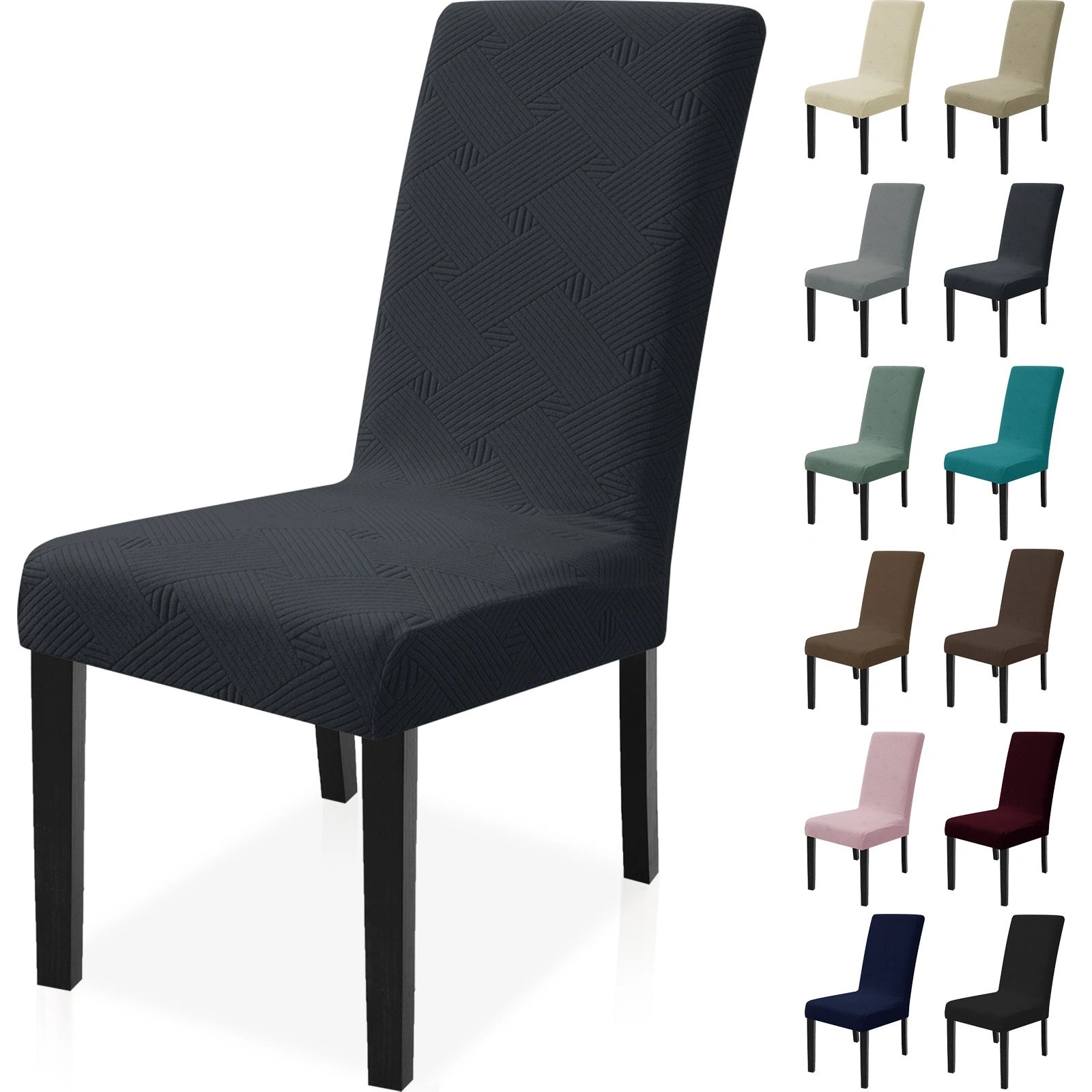 YSTYLE 6 PCS Chair Slipcovers , Stretchable, Pet-Friendly, Wrinkle-Free, Dining Chair Cover-Interweave Pattern
