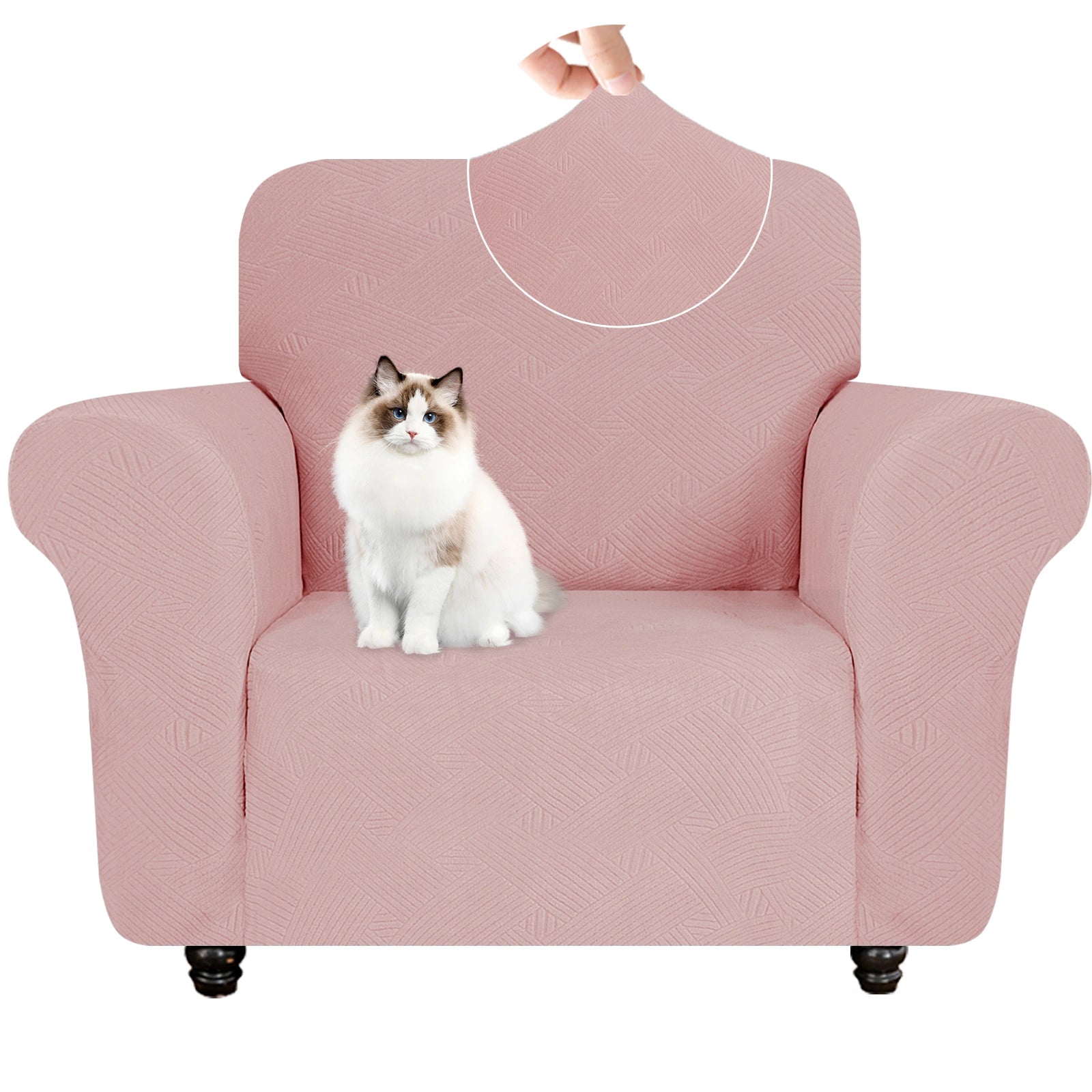 ESTILO 1 Cubierta de sofá de un solo asiento - Elástica, antideslizante, amigable con mascotas, lavable, adecuada para el invierno - Patrón entrelazado