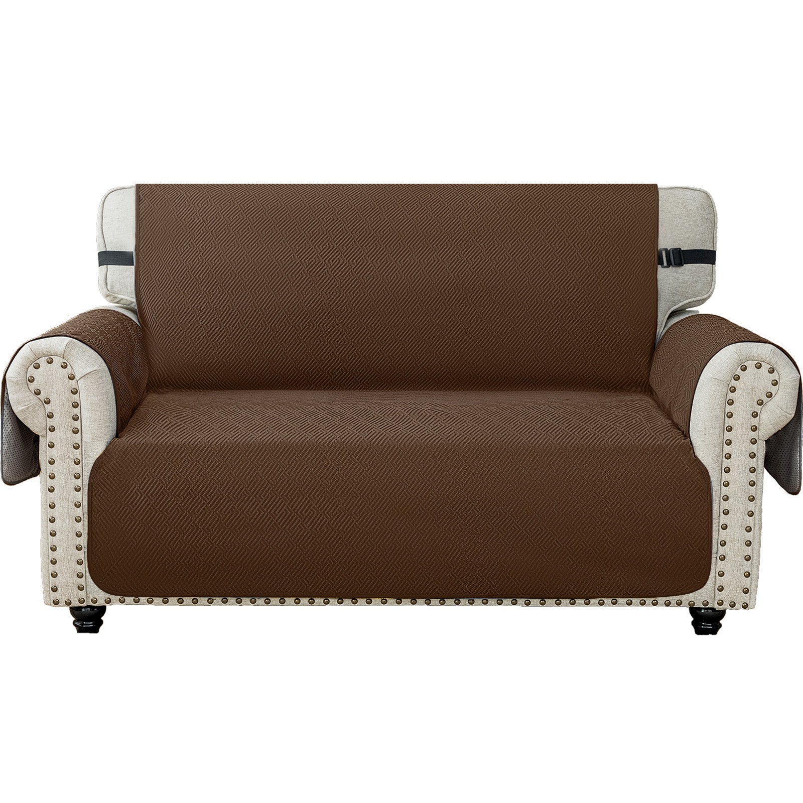 2 Seater Sofa Cover with Armrests Geometric Pattern Anti Slip-YSTYLE