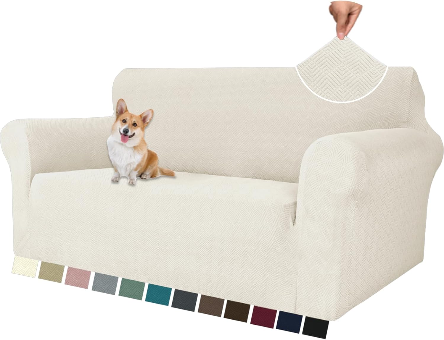 YSTYLE Housse de canapé 2 places extensible avec accoudoirs anti-dérapants lavable