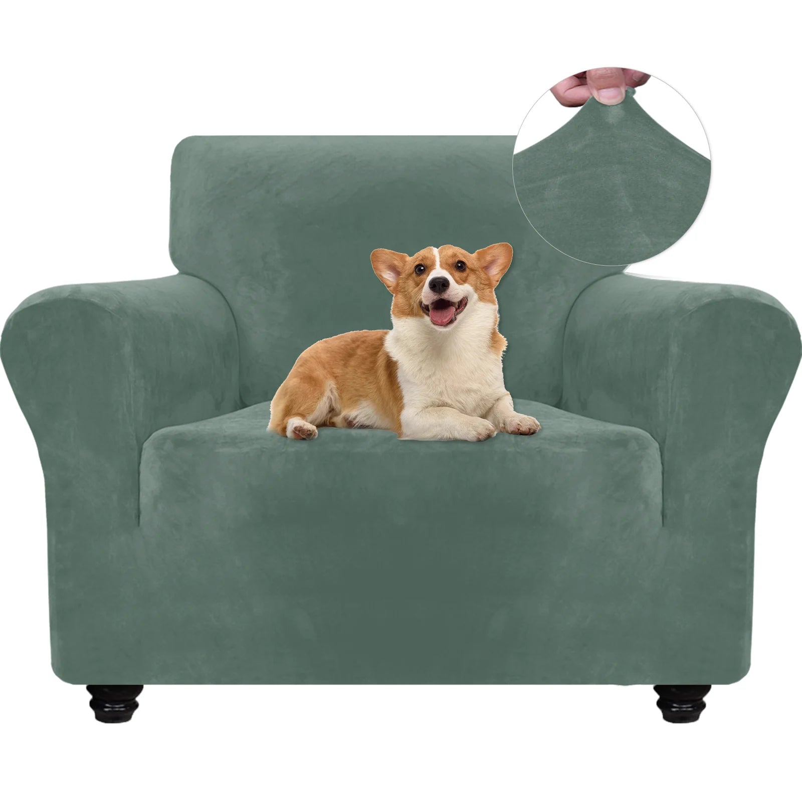 YSTYLE Velvet 1 Seater Sofa Cover – Stretch Fit, Anti-Scratch, Pet-Friendly, Non-Slip, Washable