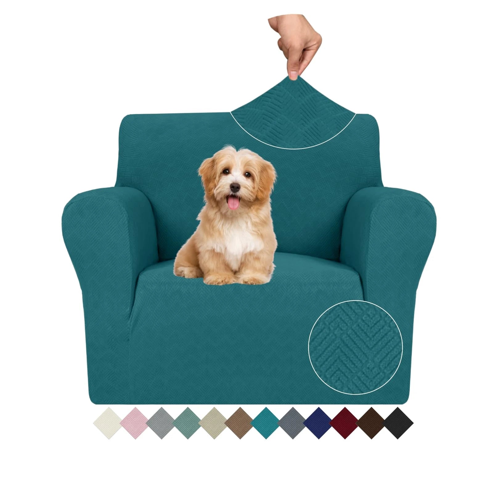 YSTYLE Stretch 1 Seater Sofa Cover with Armrests Anti-Slip Washable-YSTYLE
