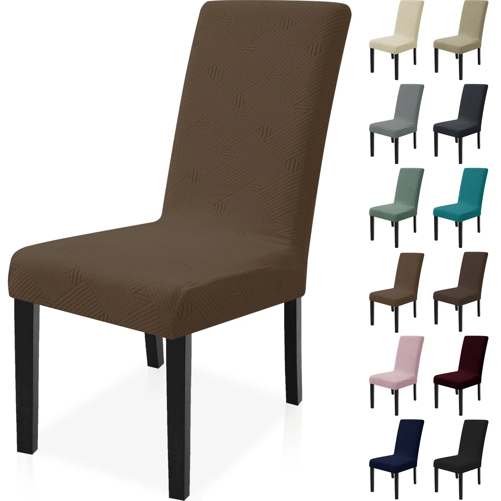 YSTYLE 6 PCS Chair Slipcovers , Stretchable, Pet-Friendly, Wrinkle-Free, Dining Chair Cover-Interweave Pattern