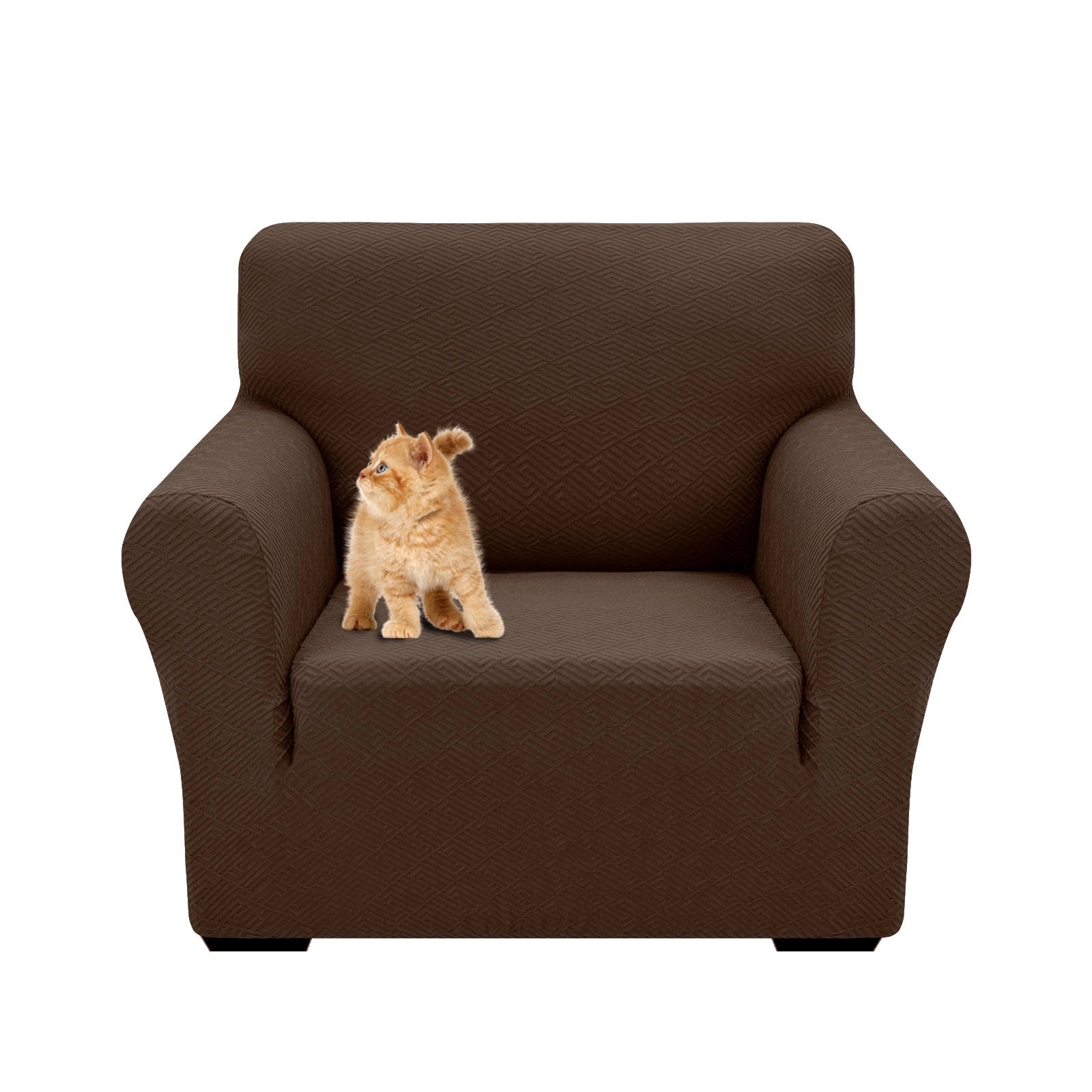 YSTYLE 1 Seater Sofa Cover – Stretch Fit, Pet Scratch Resistant, Geometric Jacquard, Anti-Slip, Washable-Back Shape