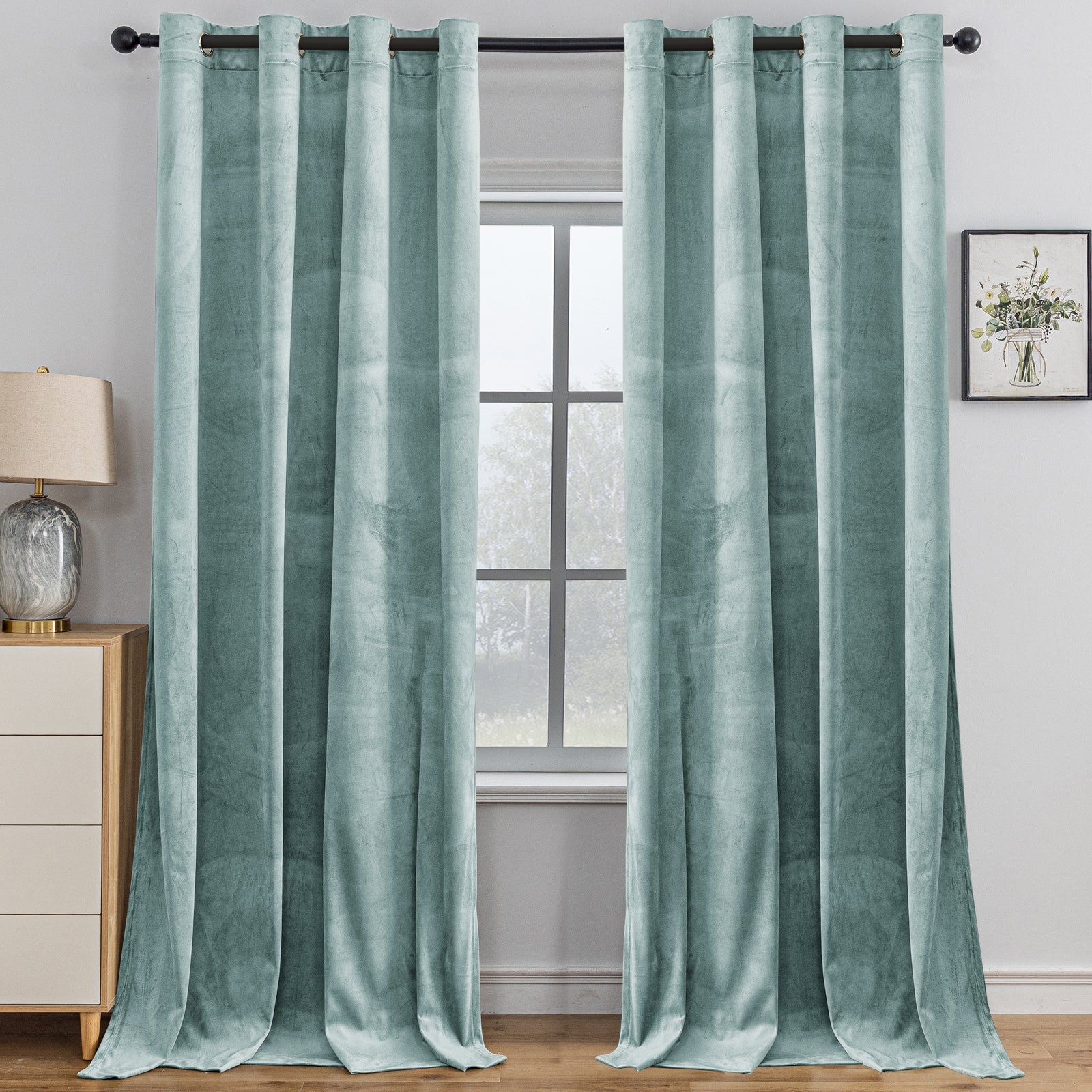 YSTYLE 2 Pieces Velvet Blackout Curtains Thermal Insulated-YSTYLE