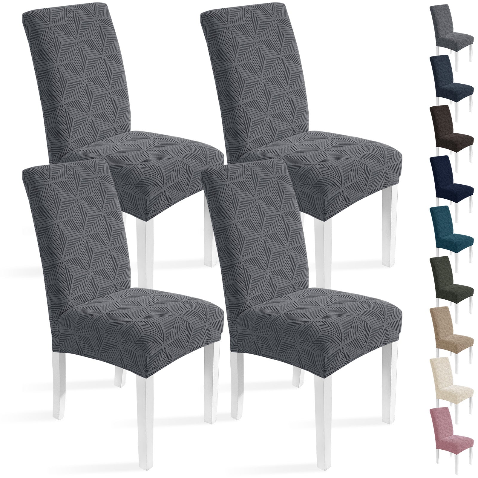 Ystyle 4-Piece Chair Covers with Backrest, Elastic Slipcovers, Universal Living Room Kitchen Chair Protectors, Cat Scratch-Resistant Modern Stain-Proof Dining Chair Covers