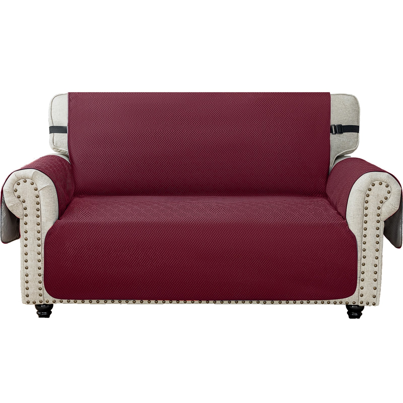 2 Seater Sofa Cover with Armrests Geometric Pattern Anti Slip-YSTYLE