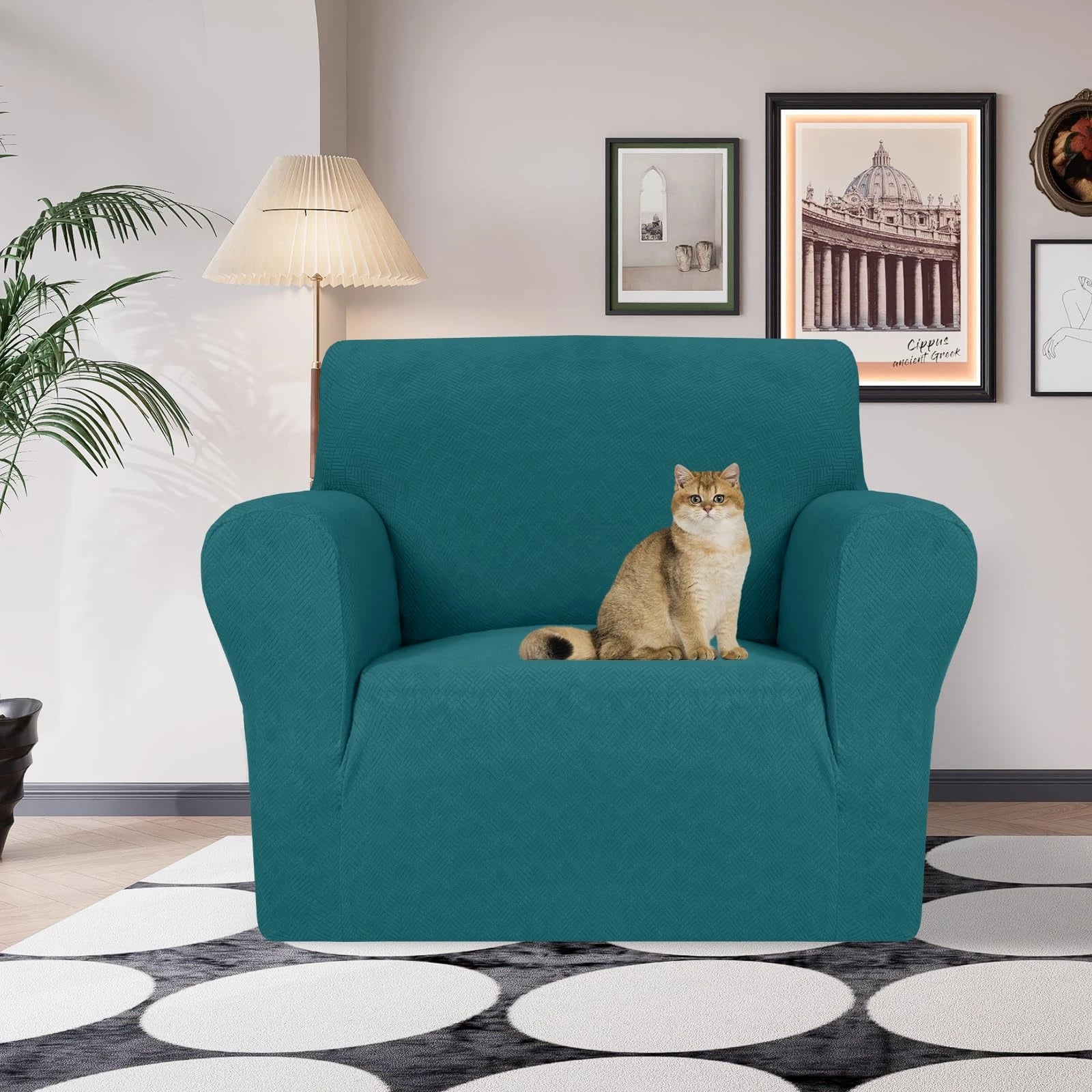 YSTYLE Stretch 1 Seater Sofa Cover with Armrests Anti-Slip Washable-YSTYLE