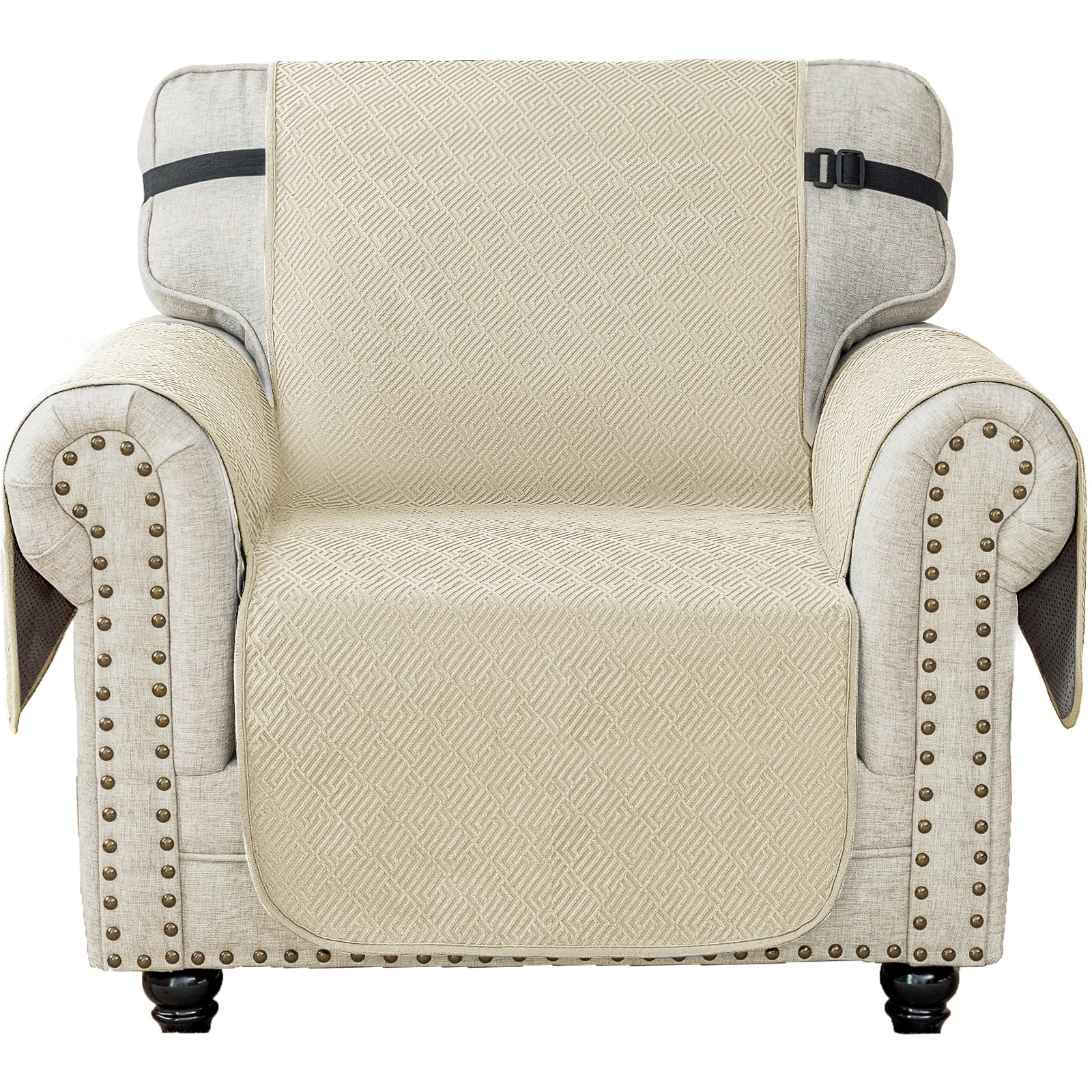 YSTYLE 1 Seater Sofa Cover with Armrests Geometric Pattern Anti Slip-YSTYLE