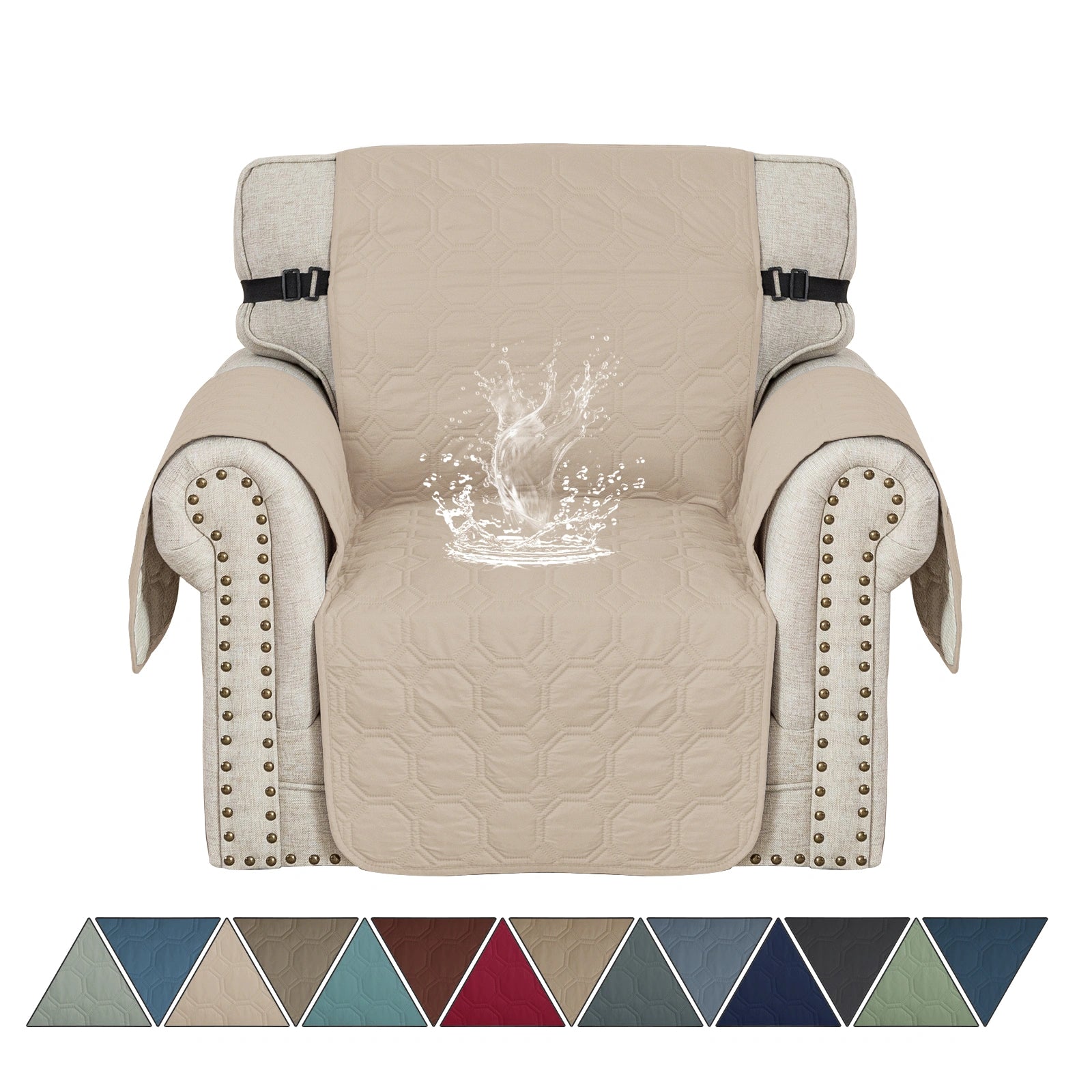 YSTYLE 1 Seater WaterProof Sofa Cover with Armrests,Elegant- for Dogs , Non-Slip and Scratch Resistant Design-Yuanbao Grid