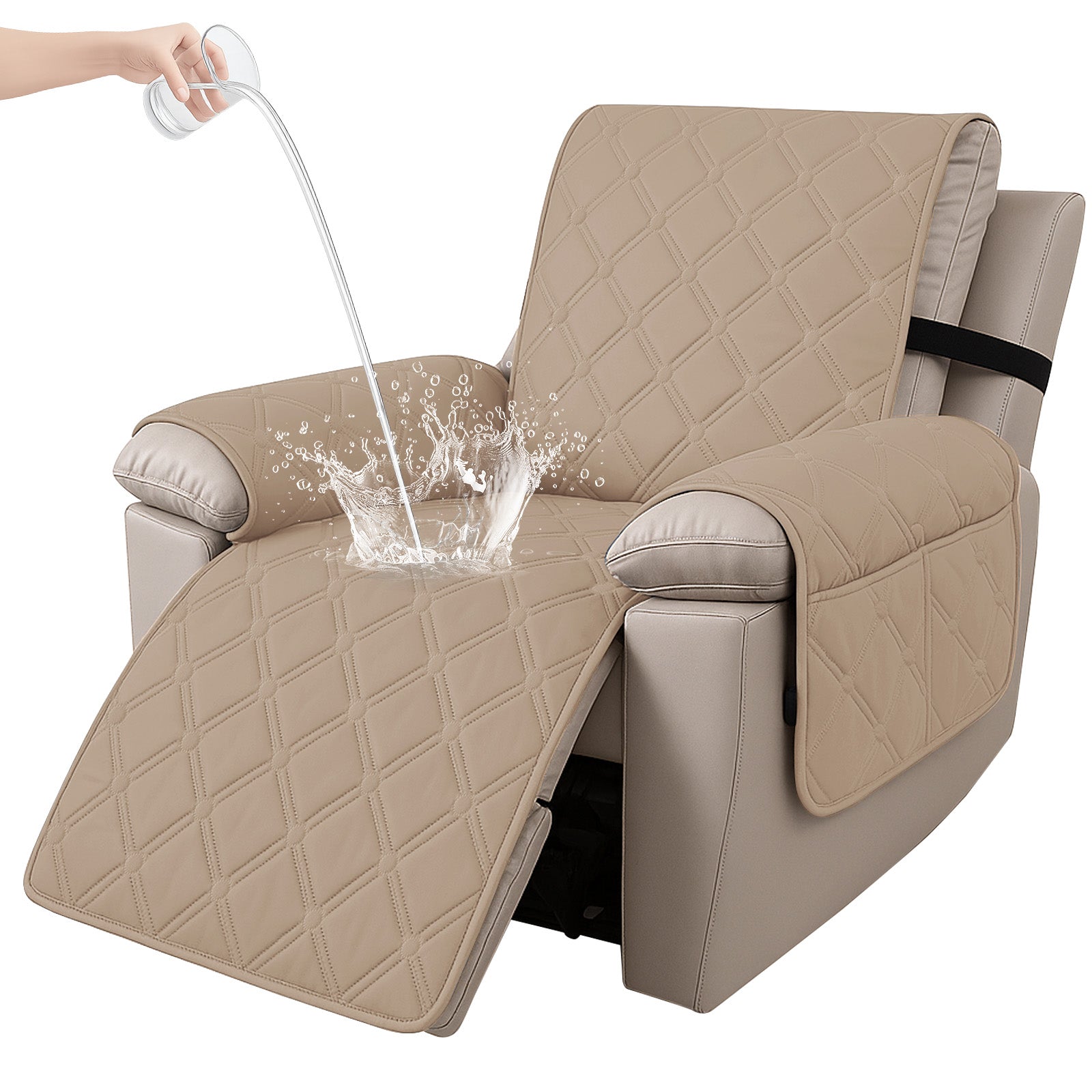 YSTYLE Waterproof Armchair Cover with Pockets and Non Slip Backing-YSTYLE