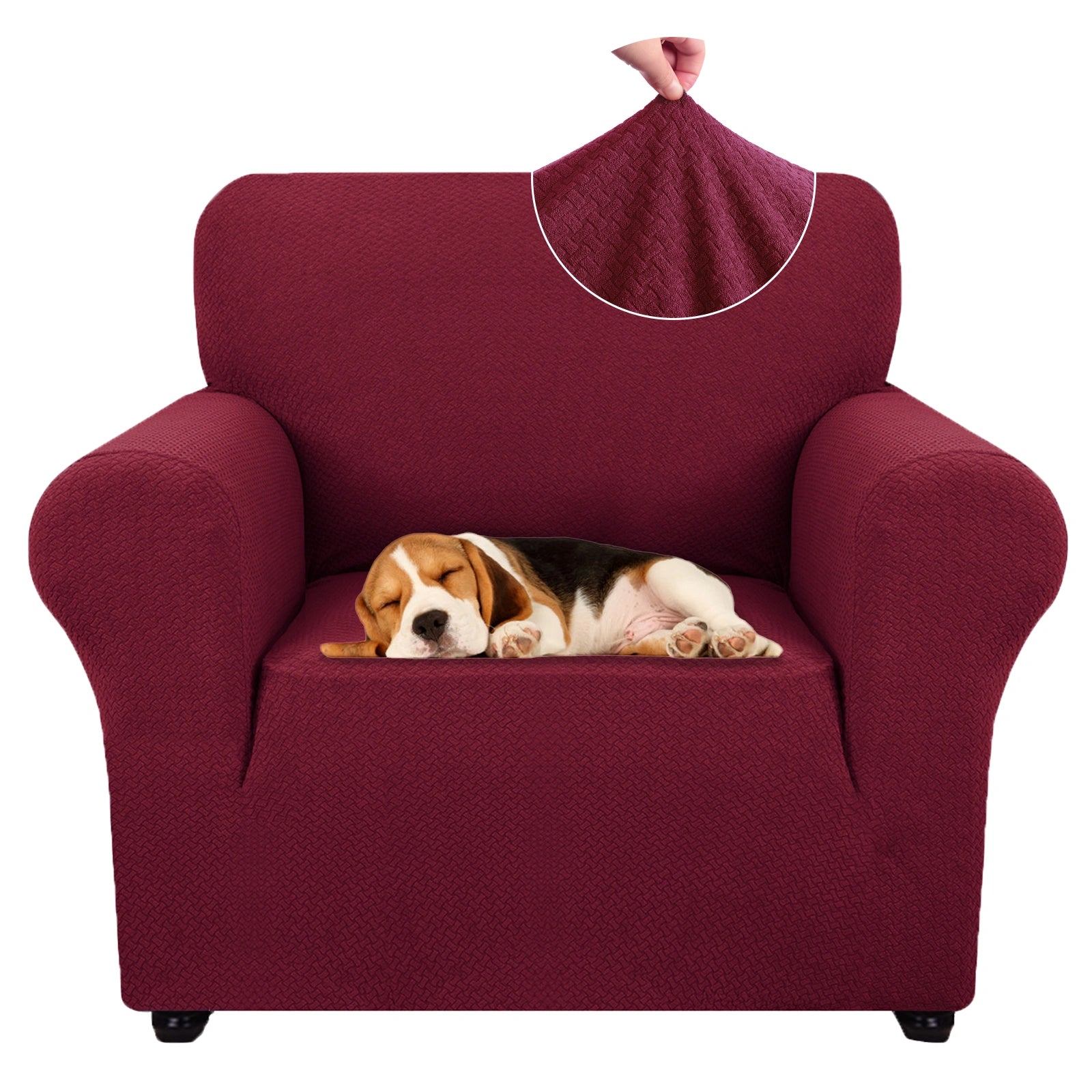 YSTYLE 1 Seater Sofa Cover – Stretch Jacquard, Anti-Slip, Cat-Proof, Washable, Full Cover-Knot