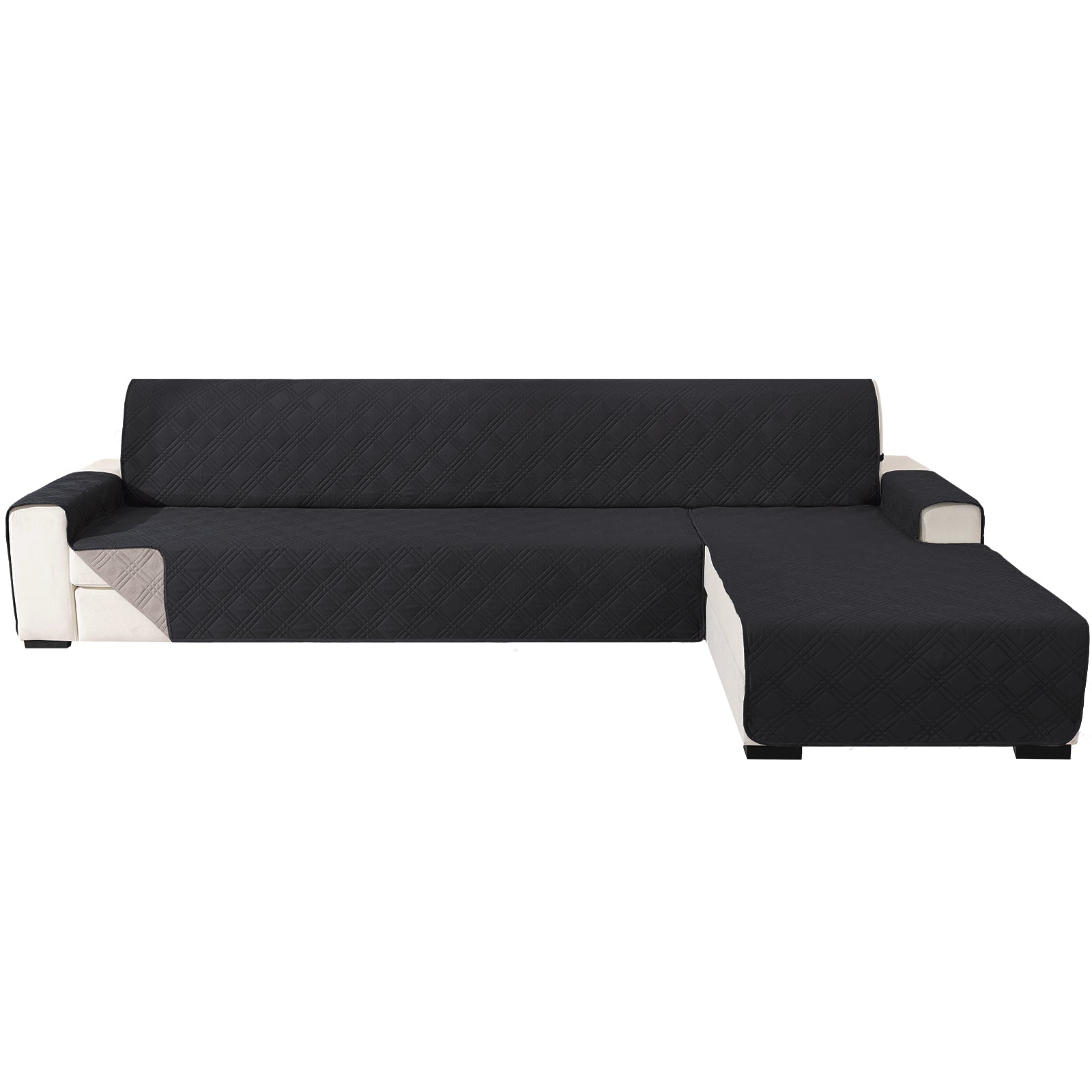 YSTYLE Reversible 4 Seater Corner Sofa Cover Quilted Anti Slip-YSTYLE