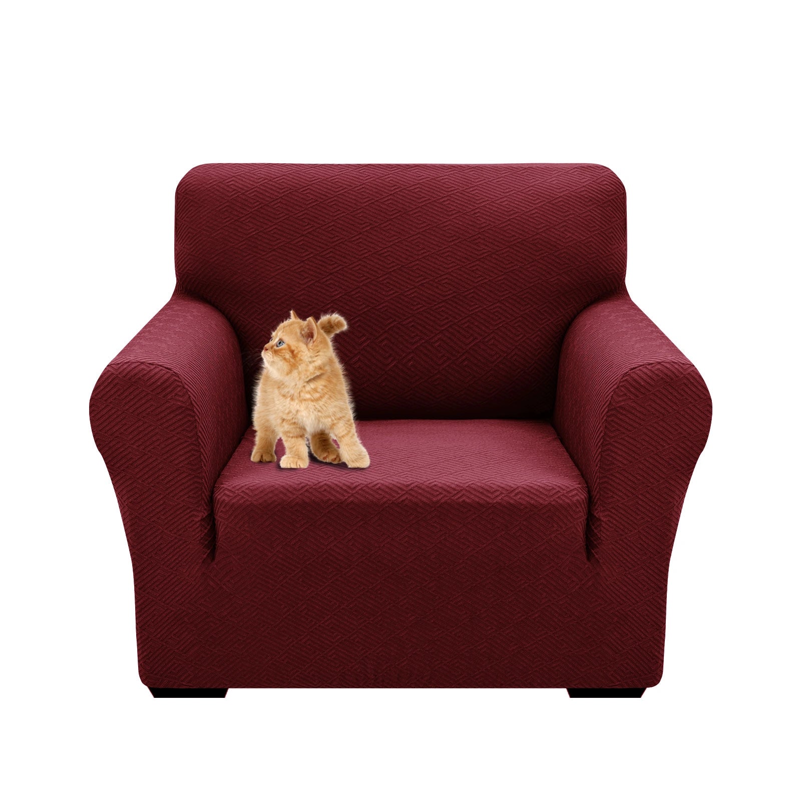 YSTYLE 1 Seater Sofa Cover – Stretch Fit, Pet Scratch Resistant, Geometric Jacquard, Anti-Slip, Washable-Back Shape