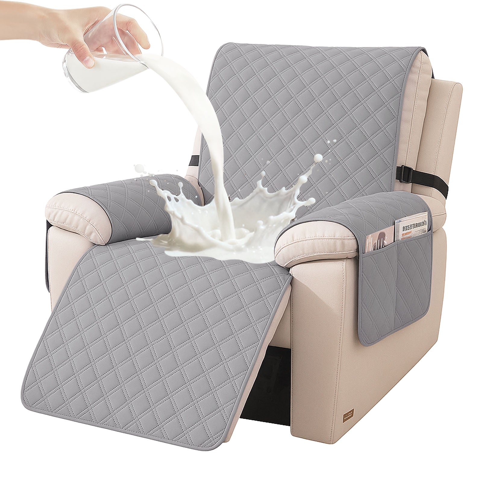 YSTYLE Waterproof Armchair Cover with Pockets and Non Slip Backing-YSTYLE