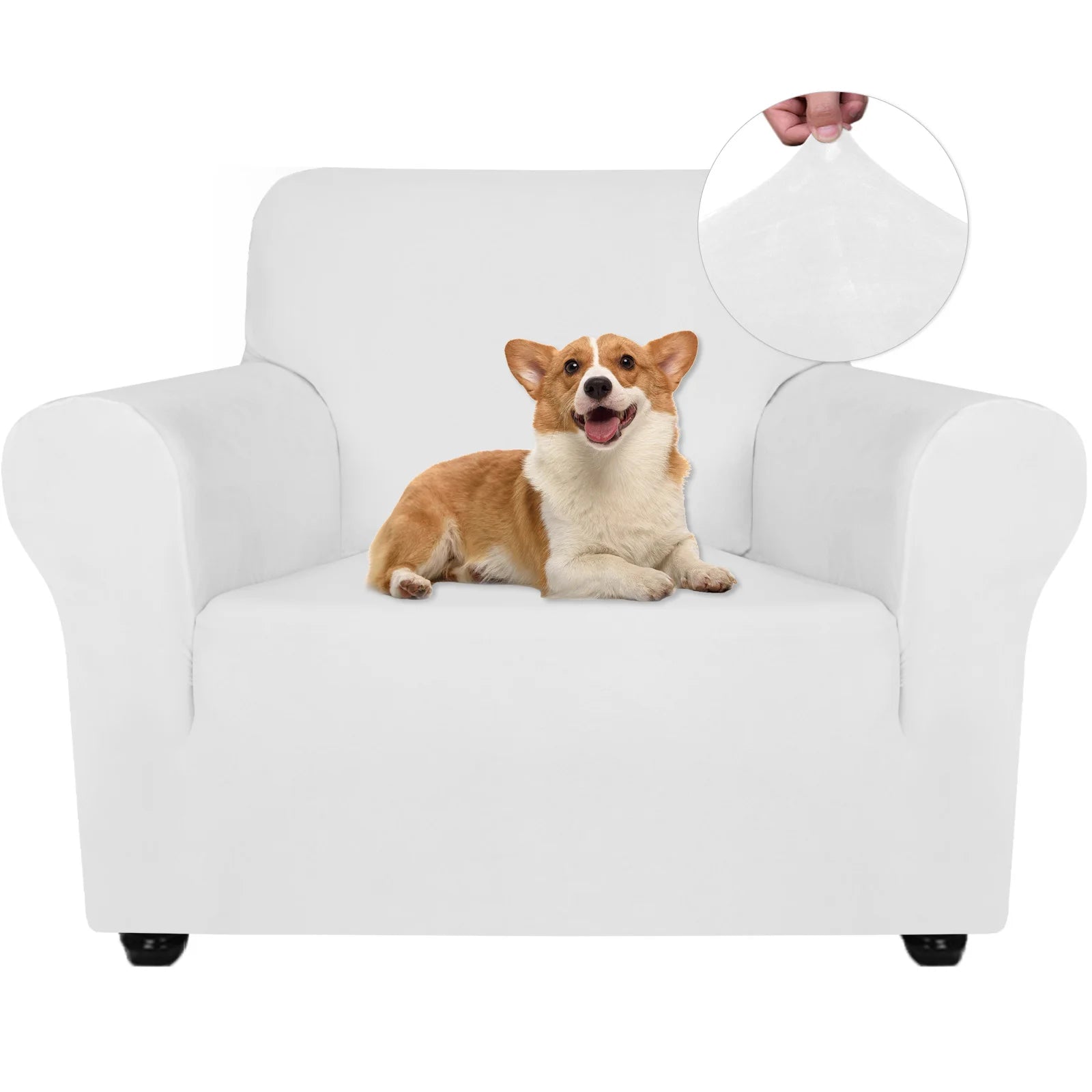 YSTYLE Velvet 1 Seater Sofa Cover with Armrests Stretch Anti Slip-YSTYLE