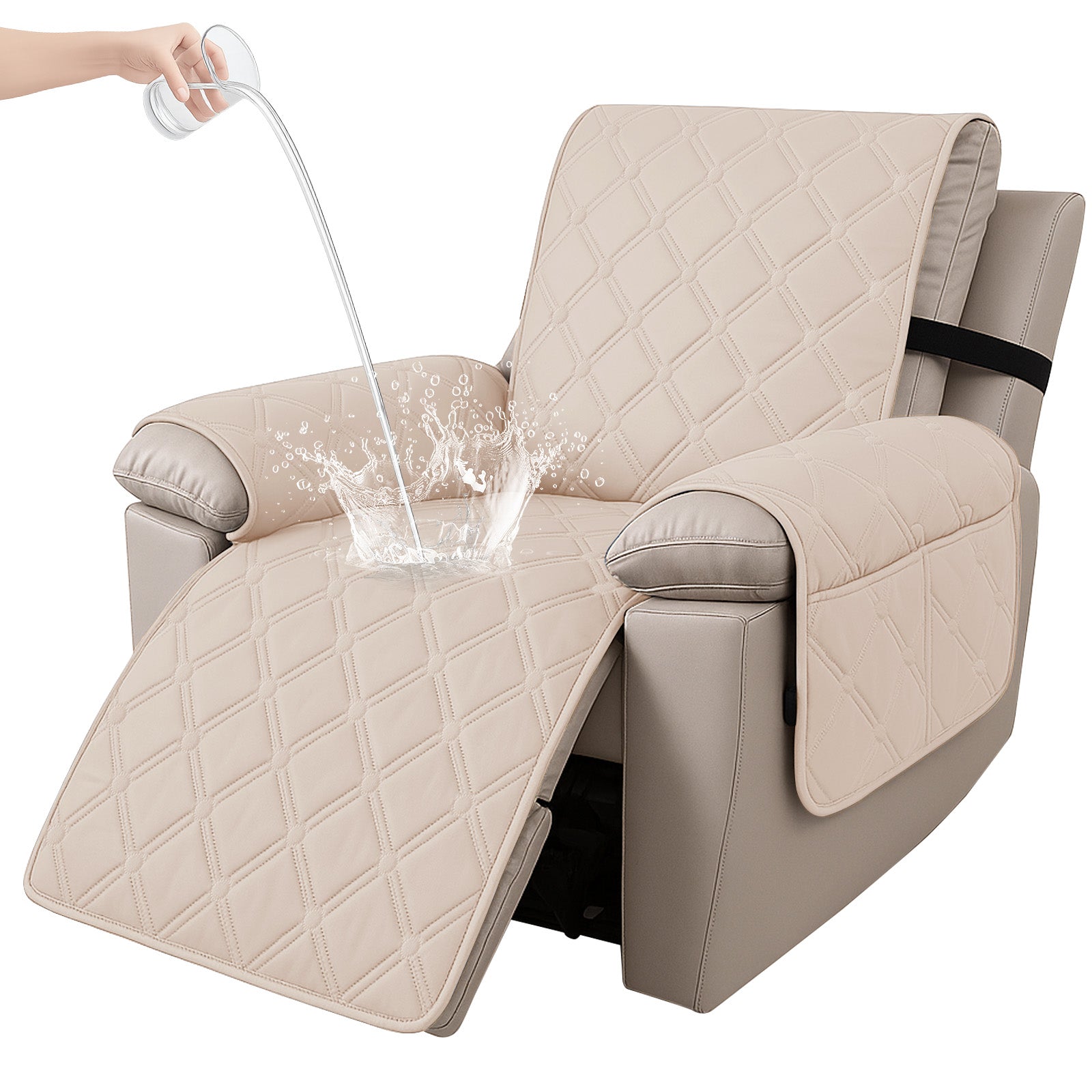YSTYLE Waterproof Armchair Cover with Pockets and Non Slip Backing-YSTYLE