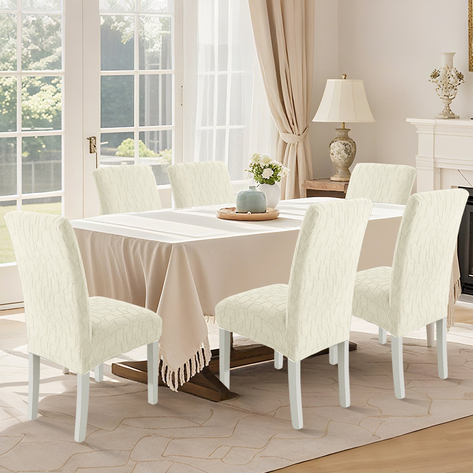 Ystyle 6-Piece Chair Covers with Backrest, Elastic Living Room Kitchen Chair Slipcovers, Soft Comfortable Anti-Scratch Chair Covers, Easy to Clean and Durable, Washable Removable