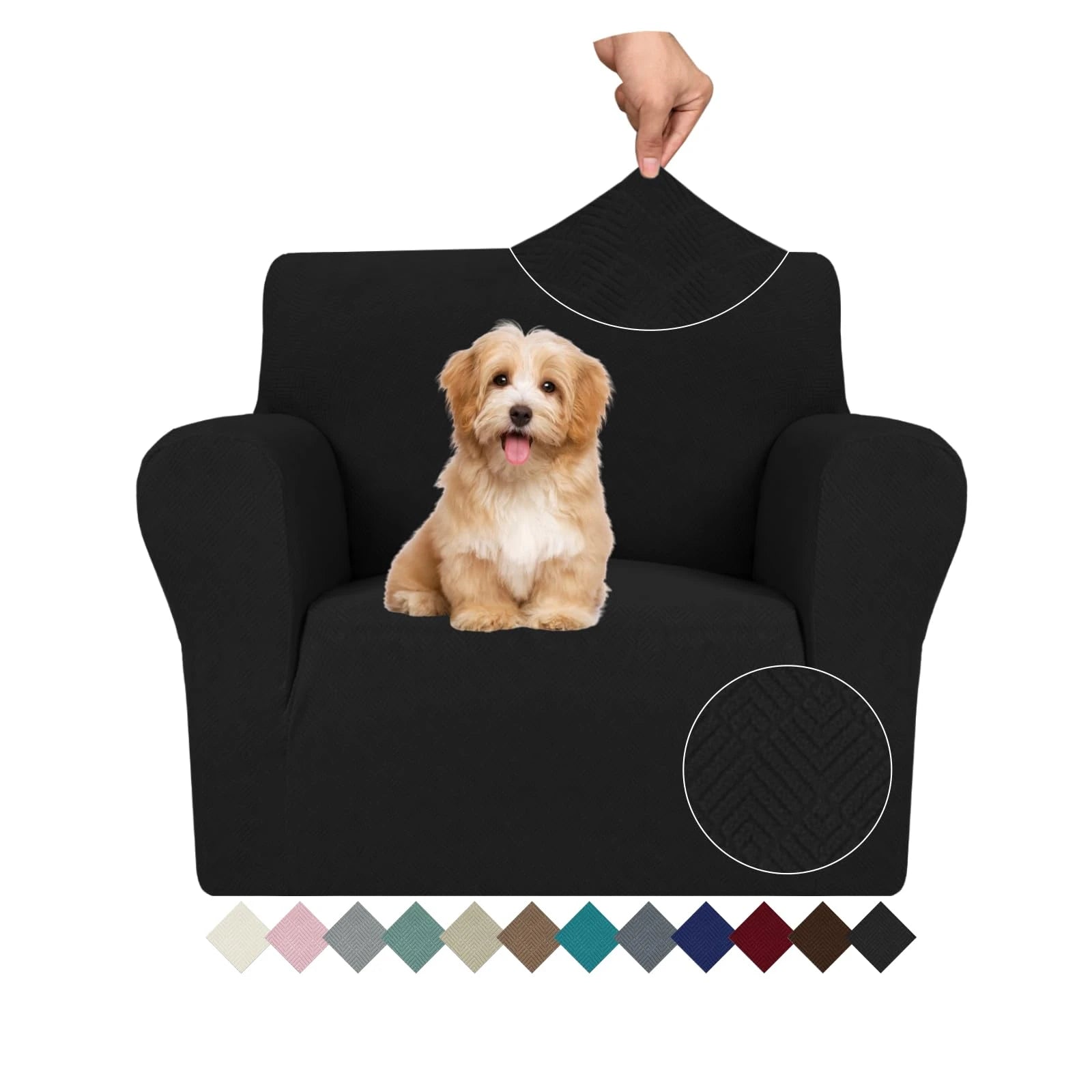 YSTYLE Stretch 1 Seater Sofa Cover with Armrests Anti-Slip Washable-YSTYLE