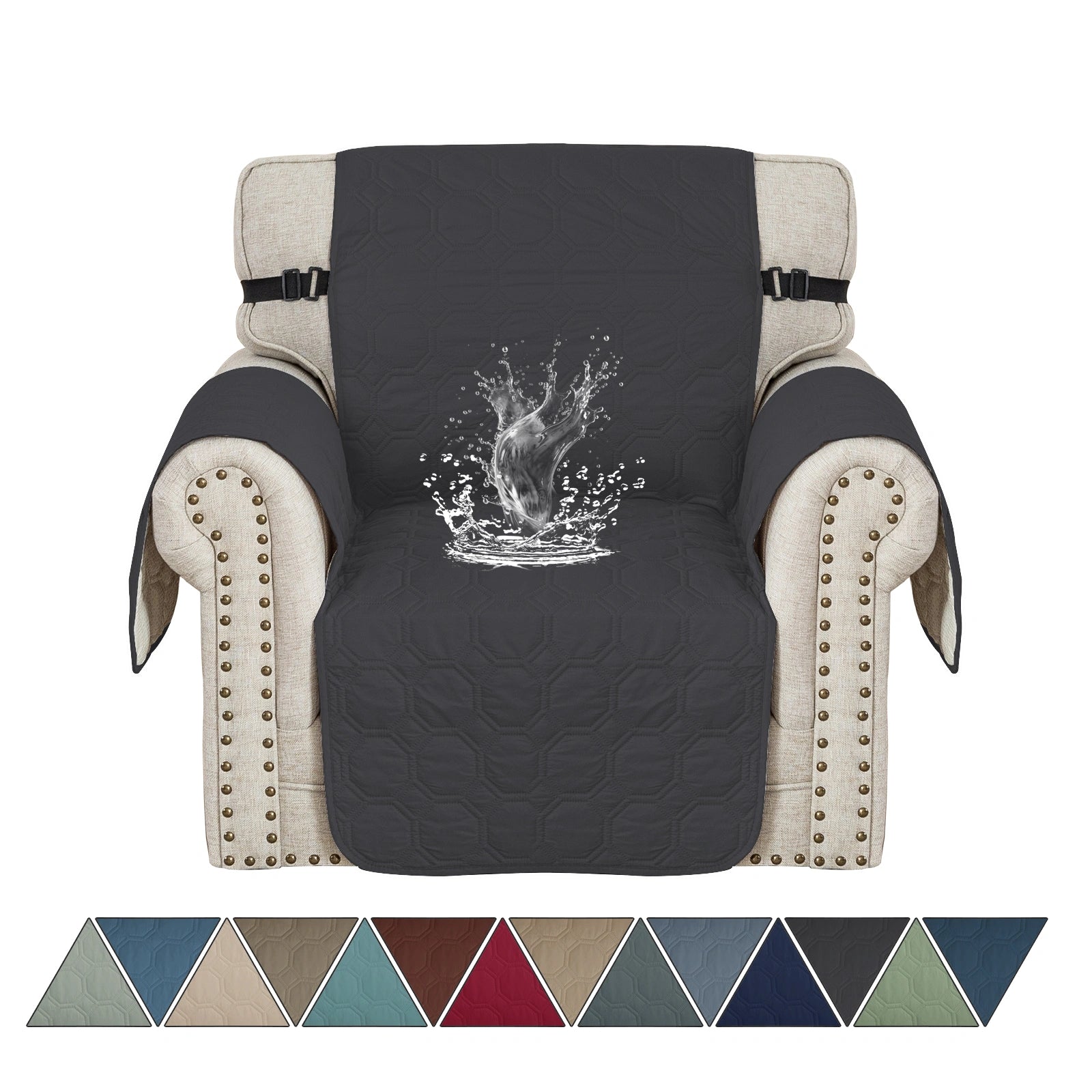 YSTYLE 1 Seater WaterProof Sofa Cover with Armrests,Elegant- for Dogs , Non-Slip and Scratch Resistant Design-Yuanbao Grid