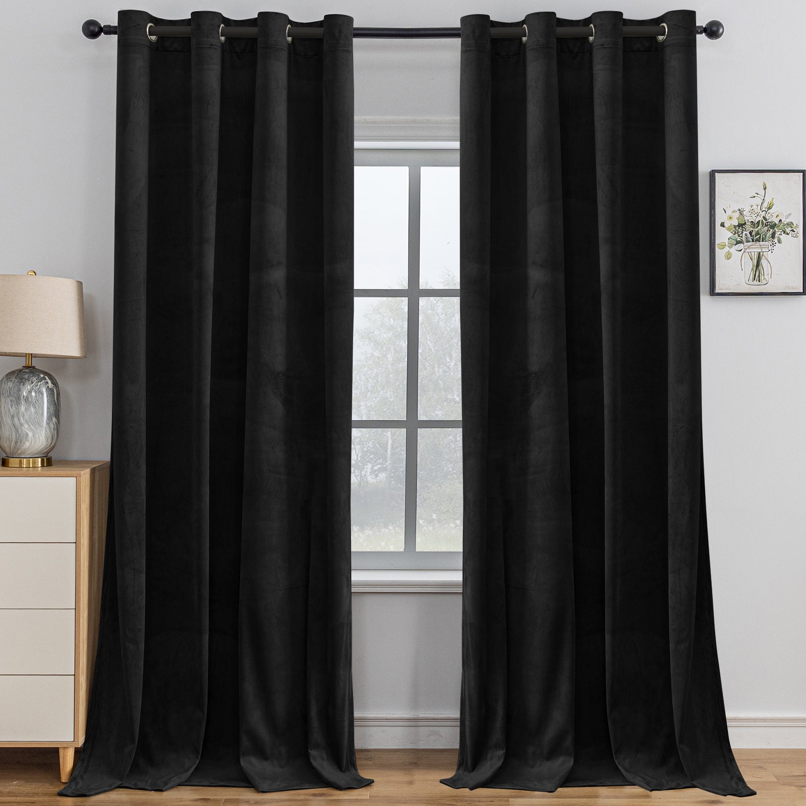 YSTYLE 2 Pieces Velvet Blackout Curtains Thermal Insulated-YSTYLE