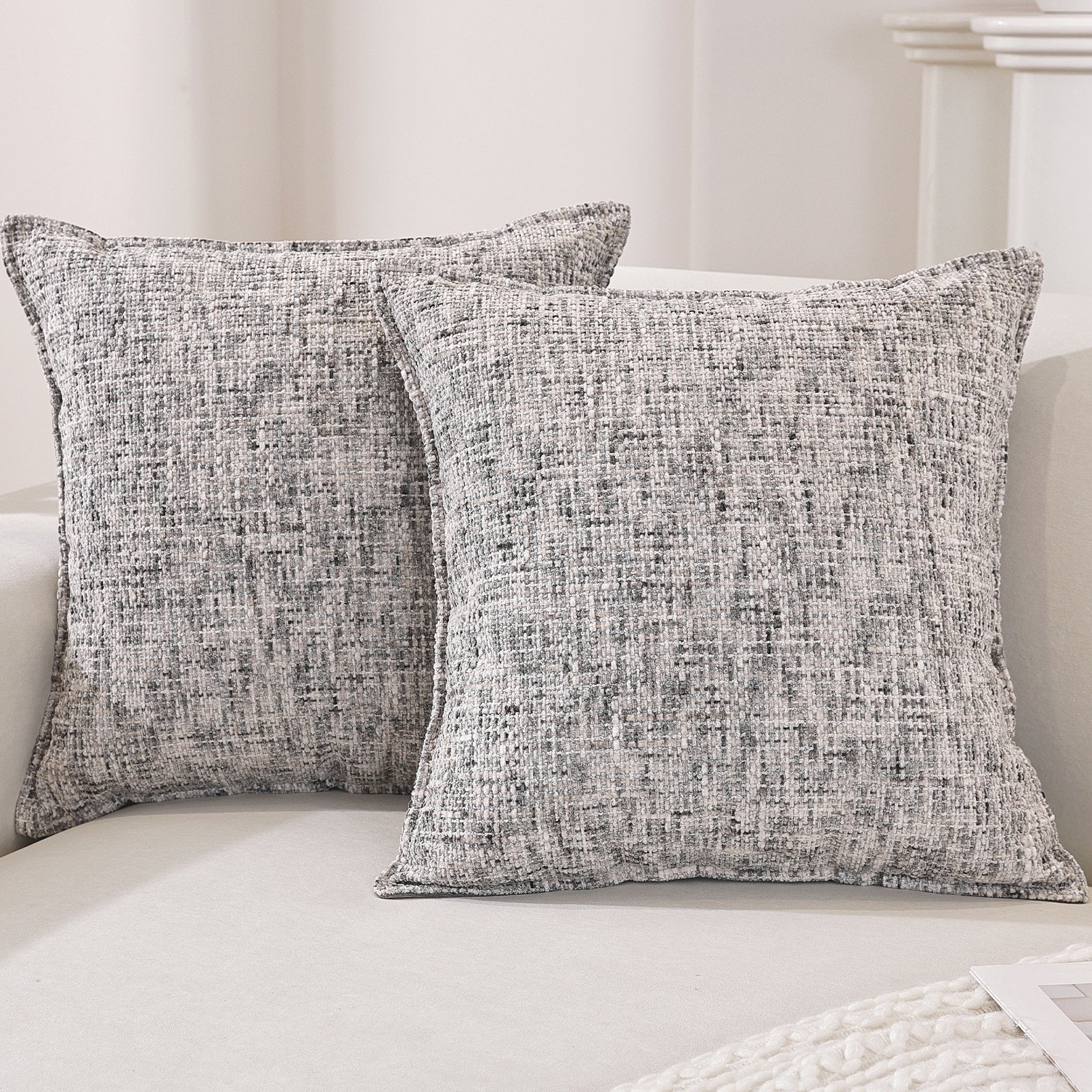 Ystyle Chenille Sofa Cushion Covers 45 x 45 cm, 2 Pieces, Soft Durable Cushion Cover, Sofa Cushion Cover with Corazón Shape, Elegant Decorative Pillowcase Living Room