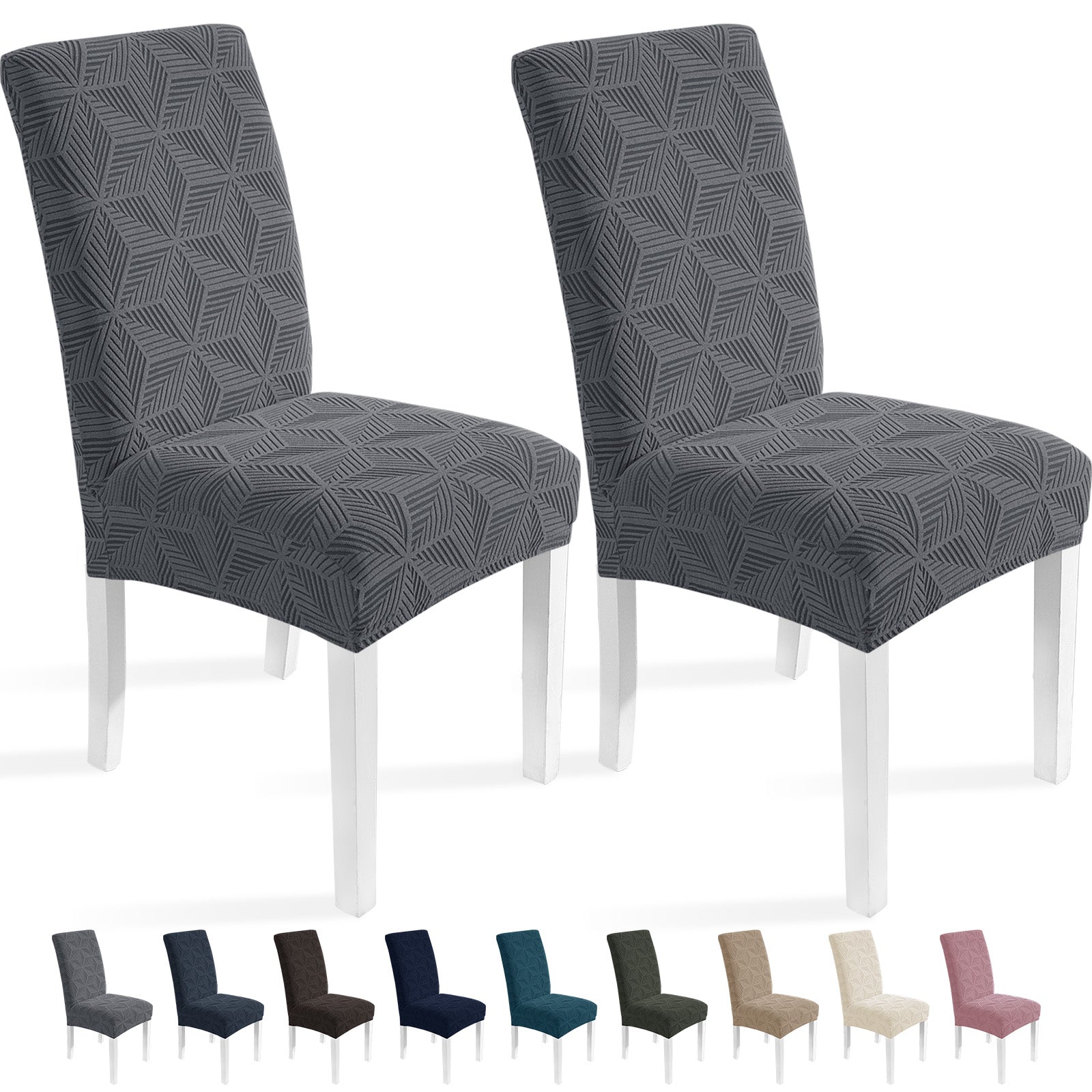 Ystyle 2-Piece Chair Covers with Backrest, Elastic Slipcovers, Universal Living Room Kitchen Chair Protectors, Cat Scratch-Resistant Modern Stain-Proof Dining Chair Covers