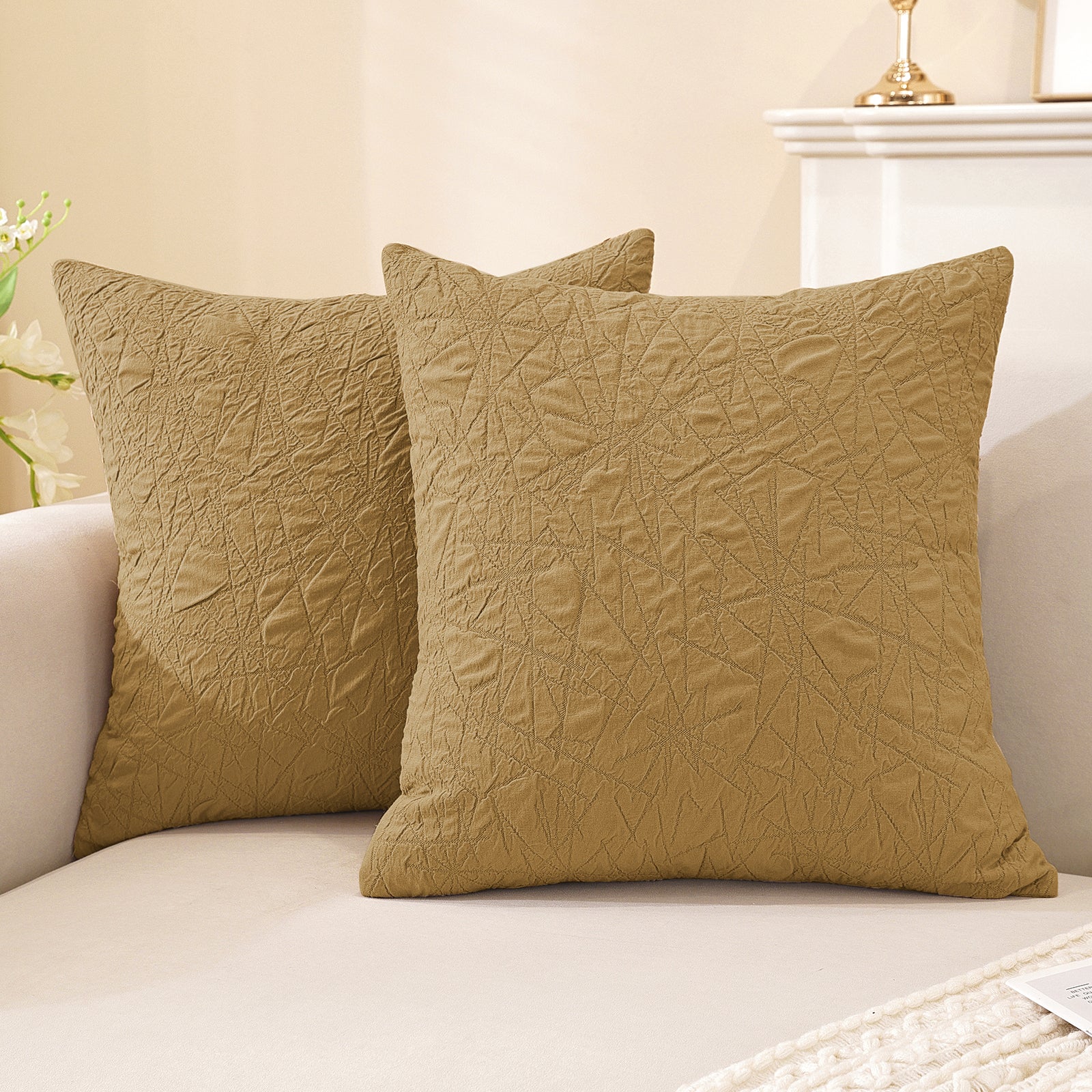 Ystyle 2 Pieces Sofa Cushion Covers 50 x 50 cm, Cushion Covers with Invisible Zipper, Square Pillowcases, Modern Sofa Pillowcases, for Living Room Bedroom Balcony Outdoor