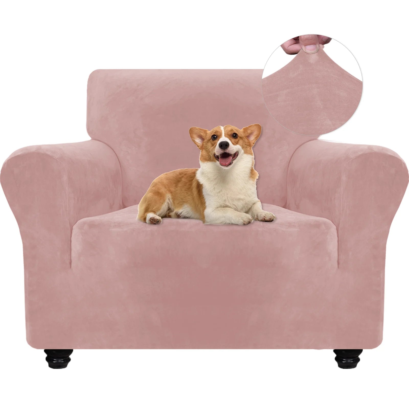 YSTYLE Velvet 1 Seater Sofa Cover with Armrests Stretch Anti Slip-YSTYLE