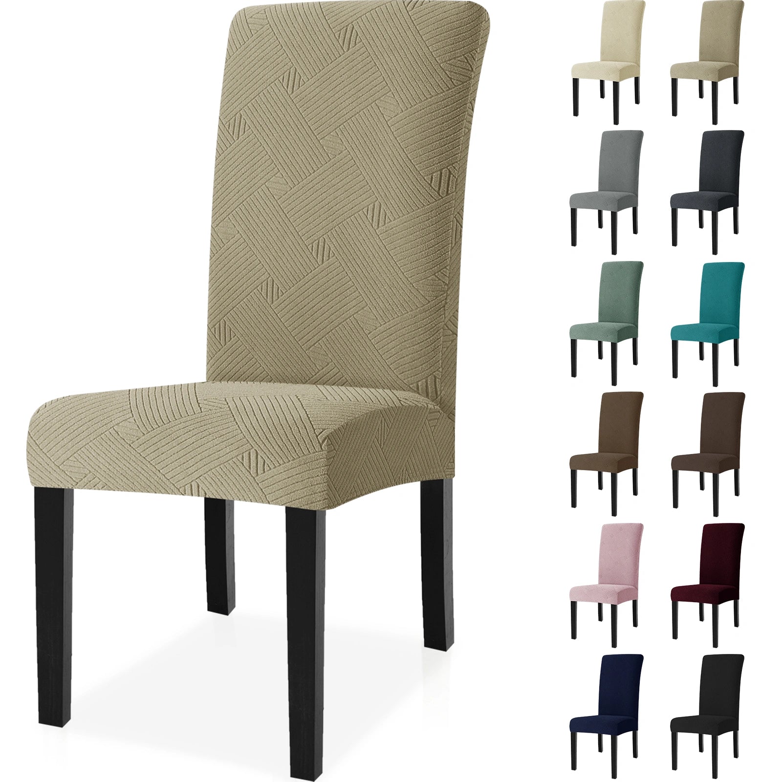 YSTYLE 6 PCS Chair Slipcovers , Stretchable, Pet-Friendly, Wrinkle-Free, Dining Chair Cover-Interweave Pattern