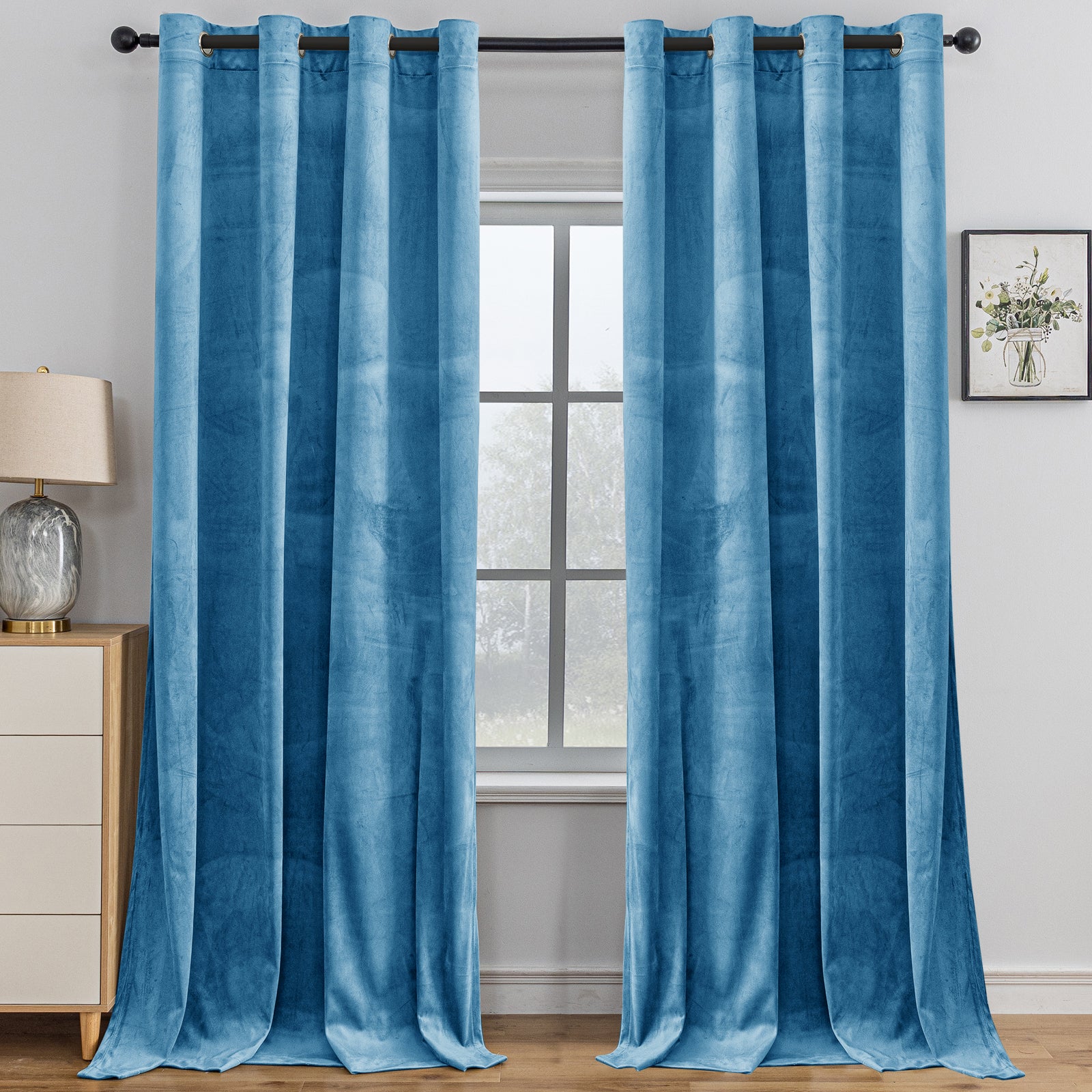 YSTYLE 2 Pieces Velvet Blackout Curtains Thermal Insulated-YSTYLE