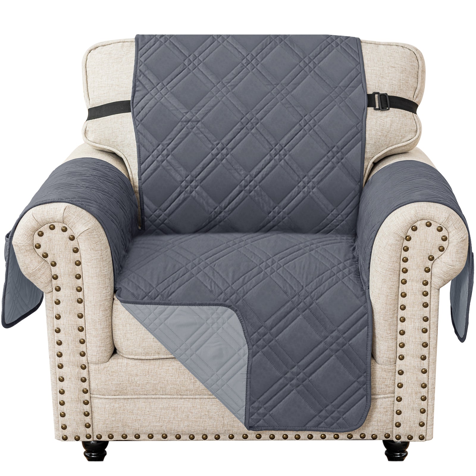 Ystyle Reversible 4 Seater Sofa Cover with Armrests Anti-Slip-YSTYLE