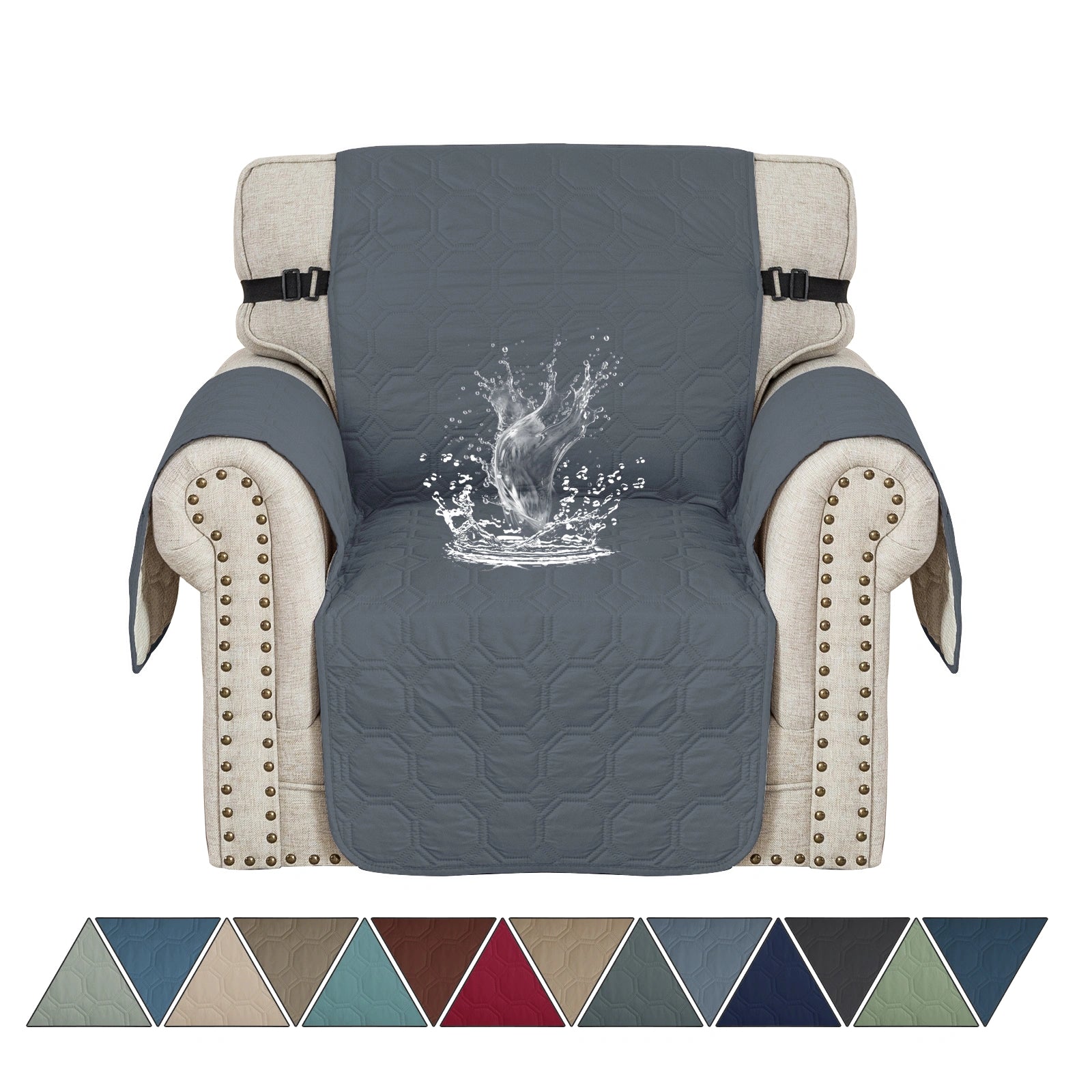 YSTYLE 1 Seater WaterProof Sofa Cover with Armrests,Elegant- for Dogs , Non-Slip and Scratch Resistant Design-Yuanbao Grid