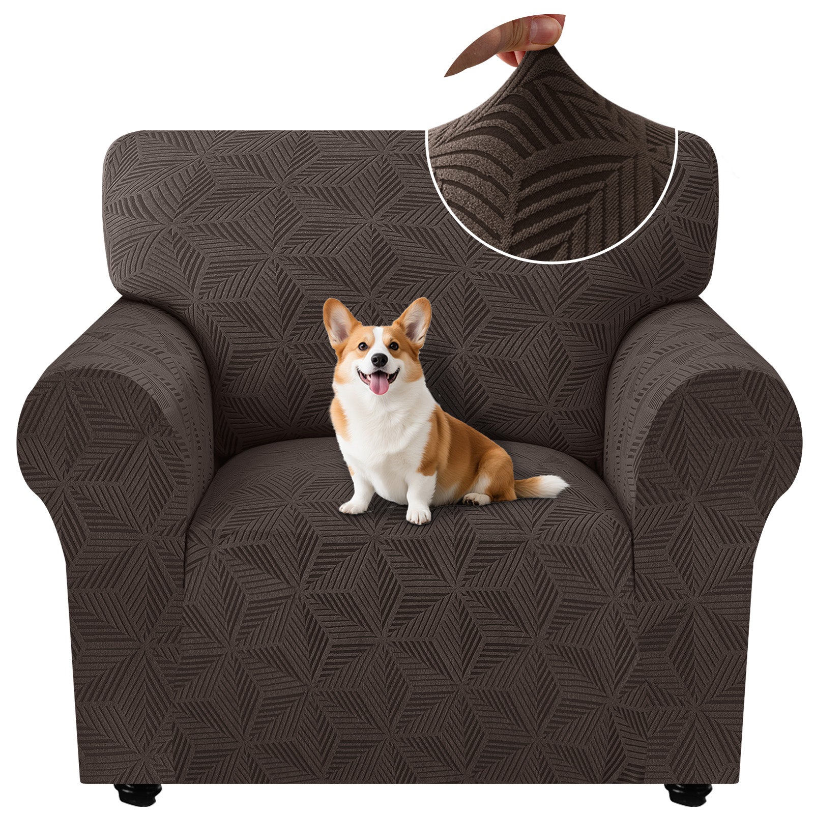 Ystyle Stretch 1 Seater Sofa Cover with Armrests Geometric Pattern Anti Slip-YSTYLE