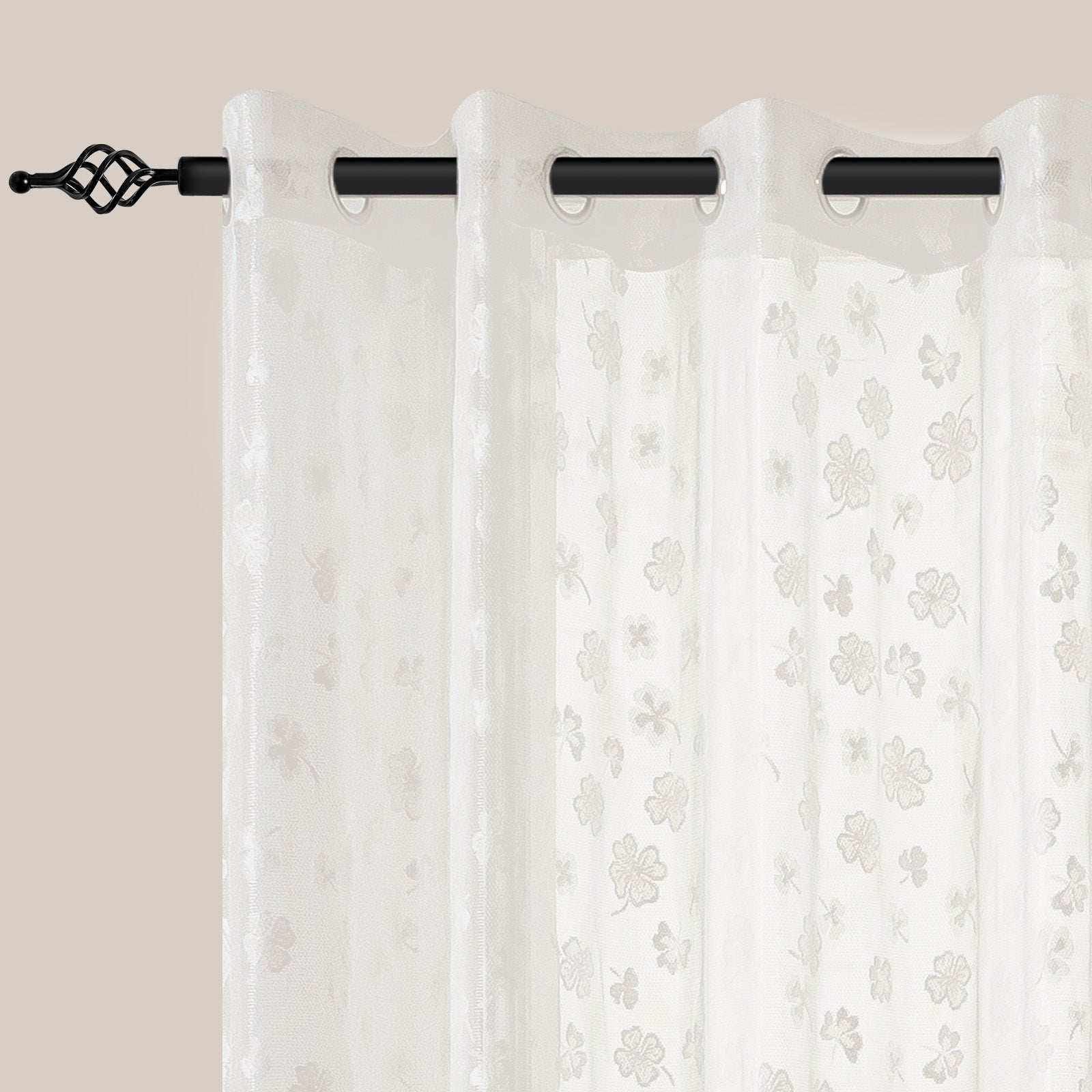 YSTYLE 2 Pieces Lace Voile Curtains with Eyelets-YSTYLE
