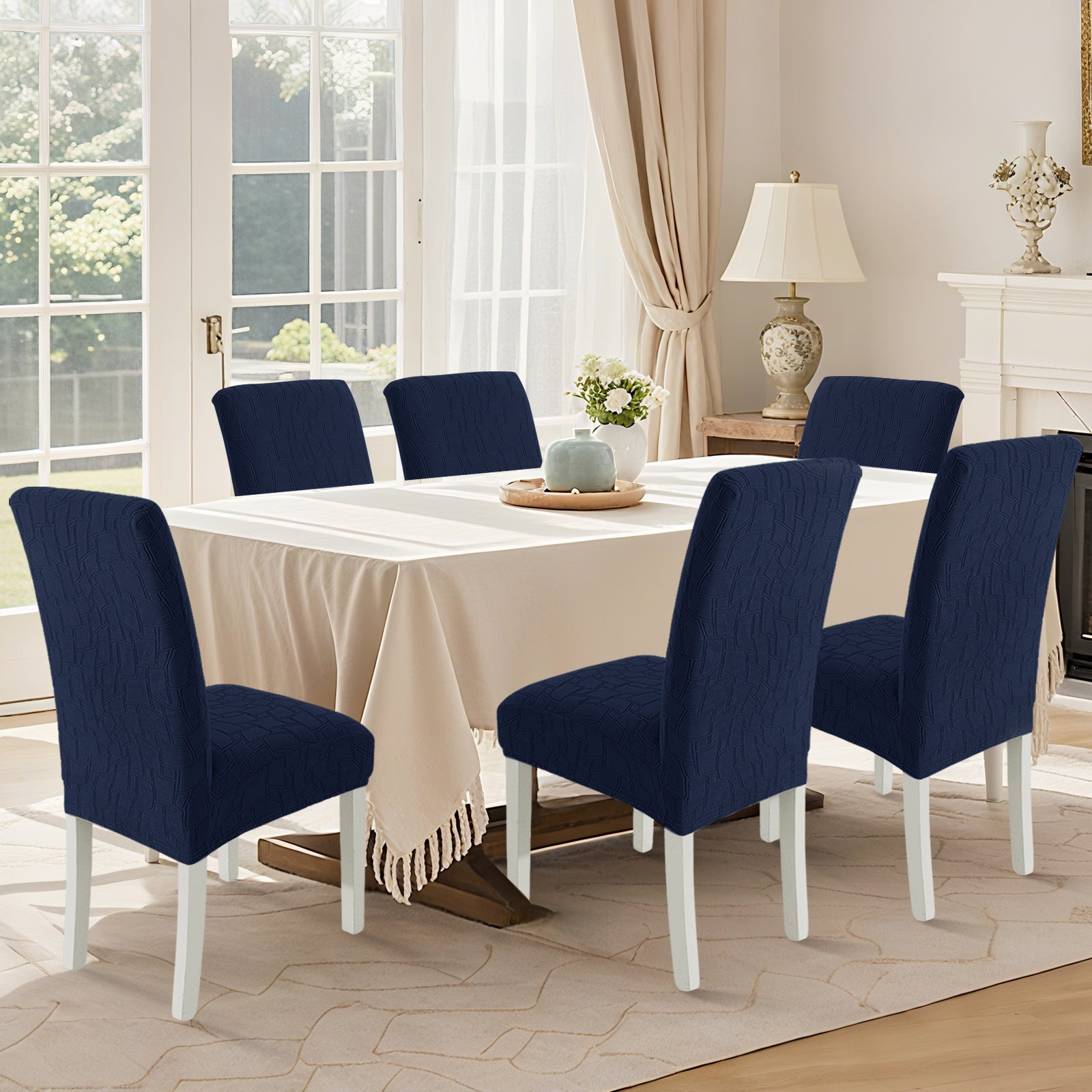 Ystyle 6-Piece Chair Covers with Backrest, Elastic Living Room Kitchen Chair Slipcovers, Soft Comfortable Anti-Scratch Chair Covers, Easy to Clean and Durable, Washable Removable