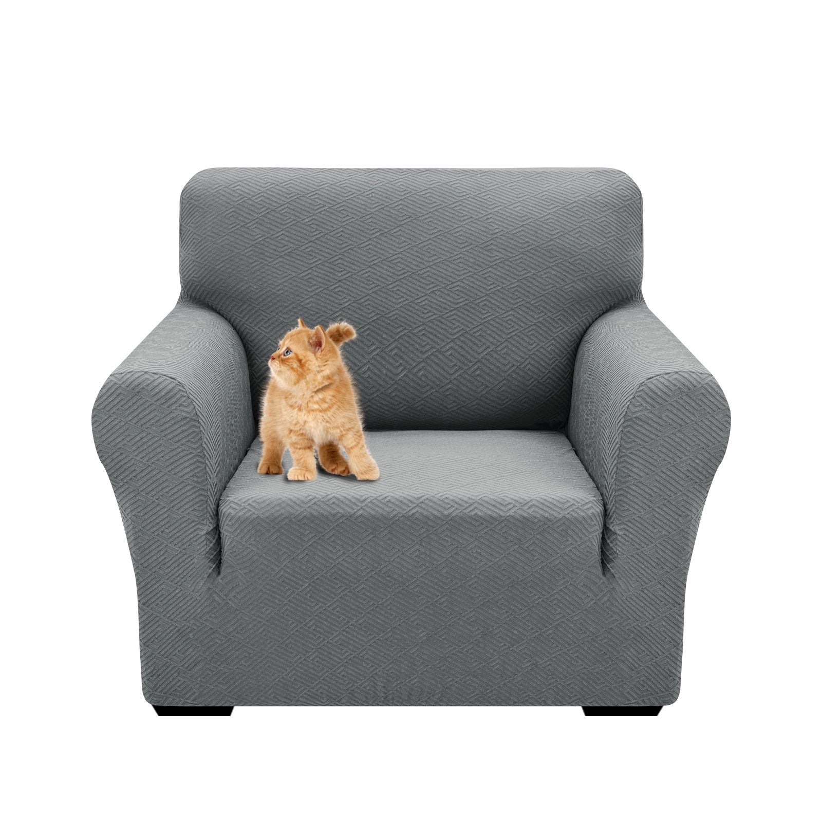 YSTYLE 1 Seater Sofa Cover – Stretch Fit, Pet Scratch Resistant, Geometric Jacquard, Anti-Slip, Washable-Back Shape