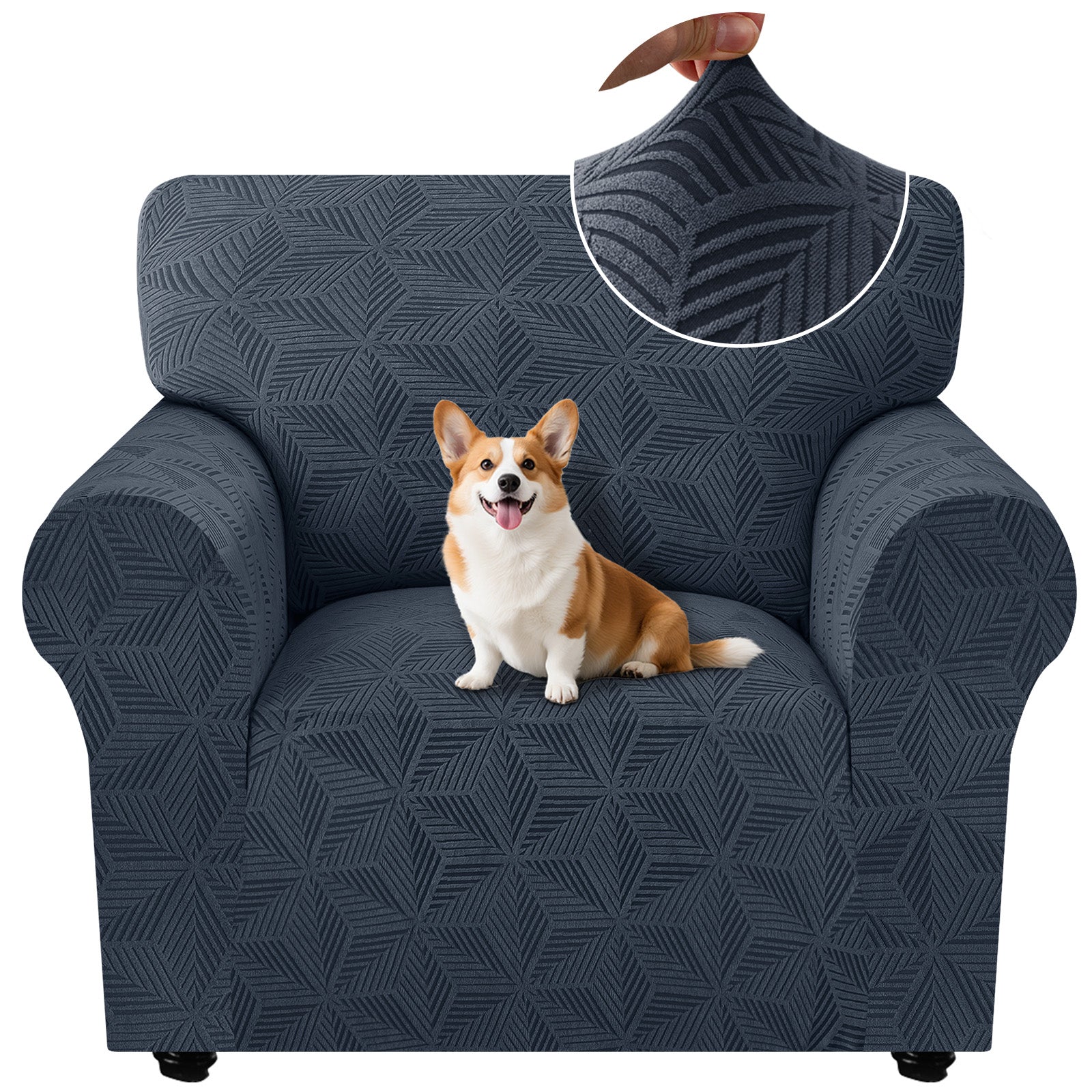 Ystyle Stretch 1 Seater Sofa Cover with Armrests Geometric Pattern Anti Slip-YSTYLE