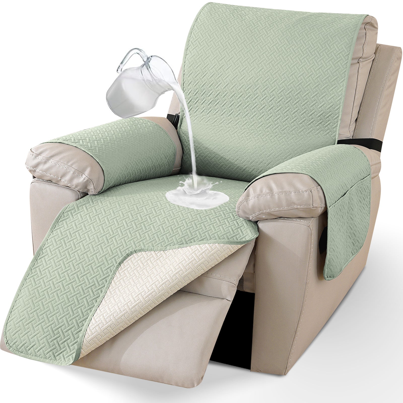 Waterproof Armchair Cover with Anti-Slip Back and Side Pockets