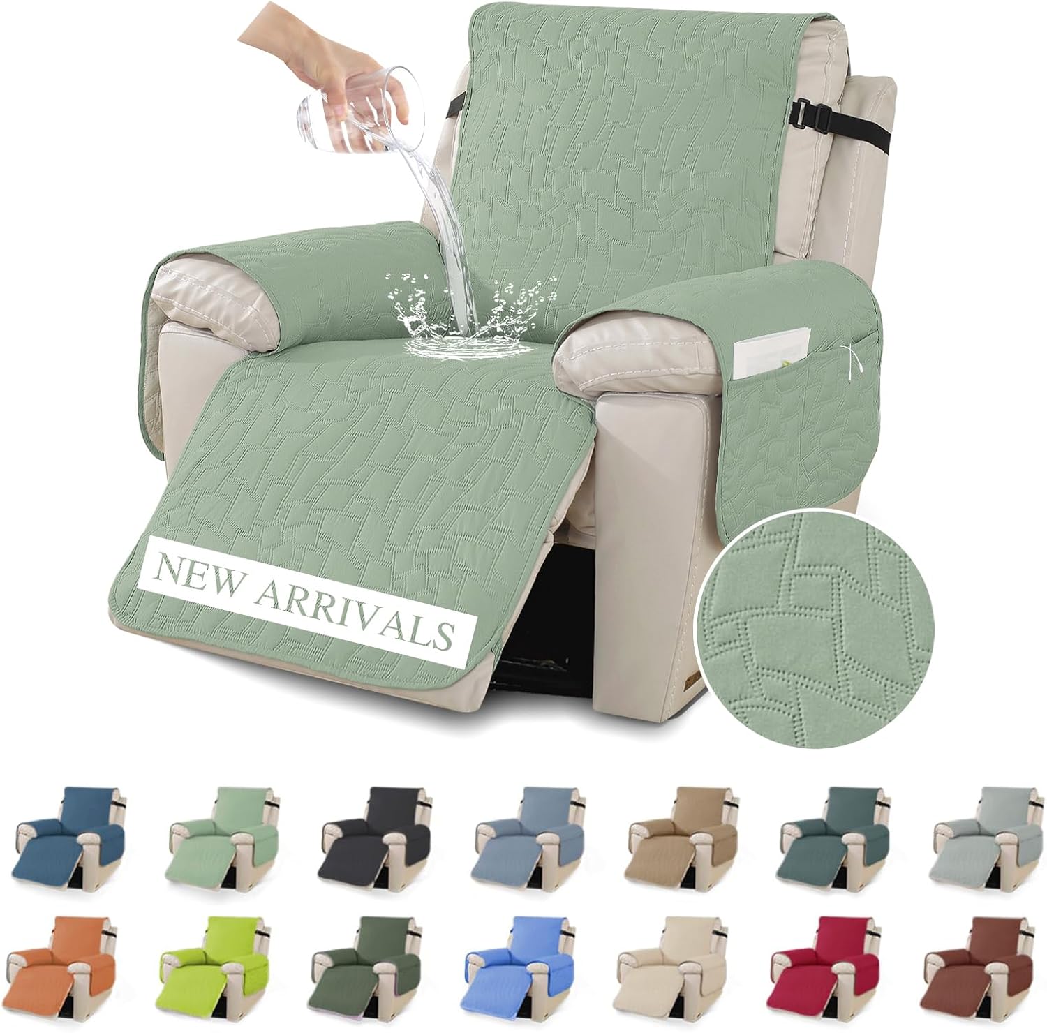 Ystyle 100% Waterproof Recliner Chair Cover Stretch Couch Cover for Recliner Chair Washable Slipcover Furniture Protector