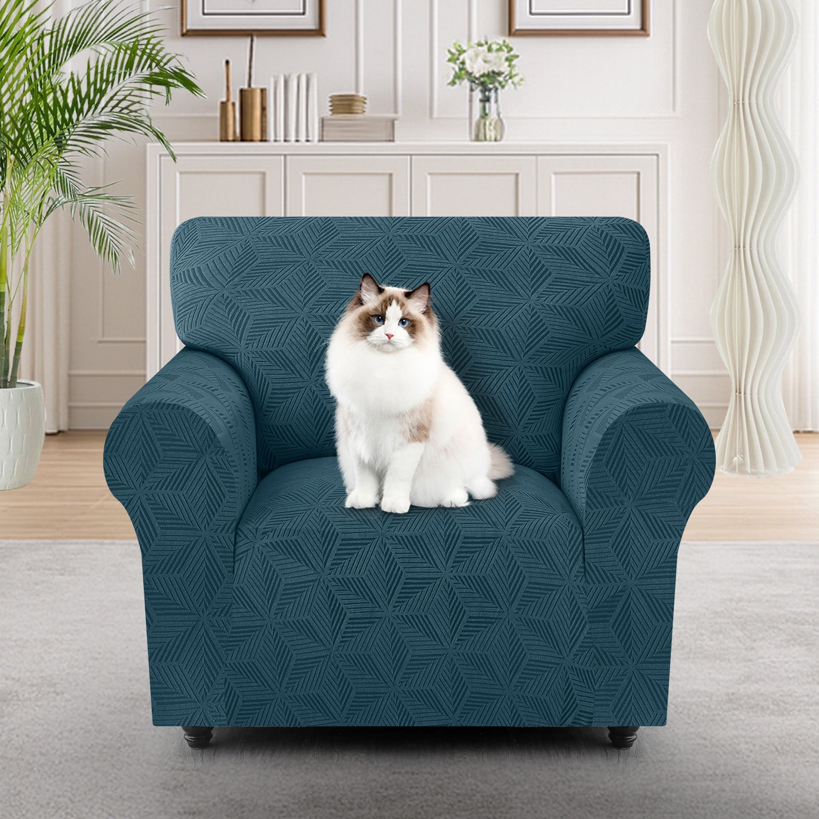 Ystyle 1-Seater Sofa Cover with Armrests, Stretch Sofa Cover, Universal Anti-Scratch Sofa Cover for Cats and Dogs, Non-Slip Sofa Cover, Washable Stain-Resistant Sofa Cover