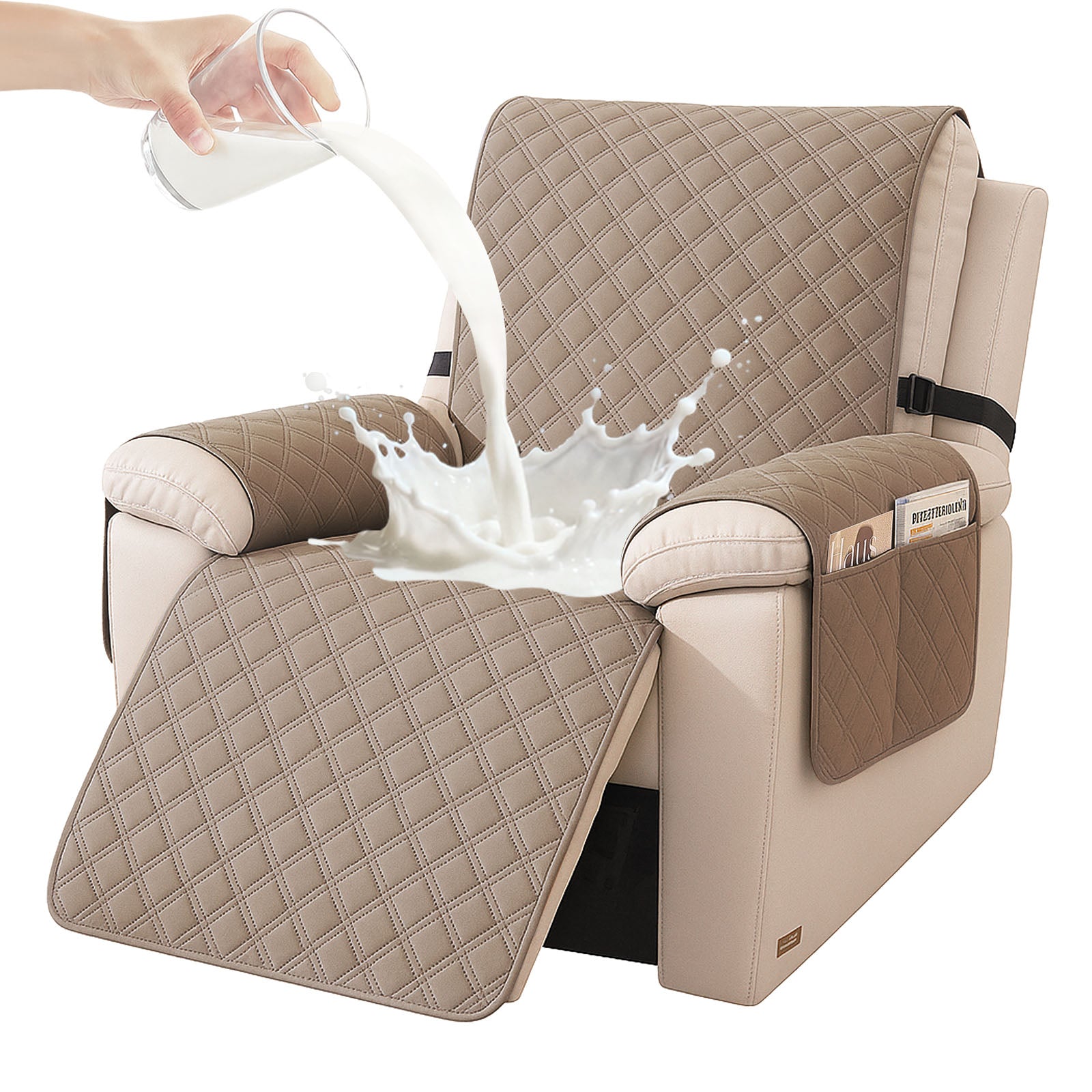 YSTYLE Waterproof Armchair Cover with Pockets and Non Slip Backing-YSTYLE