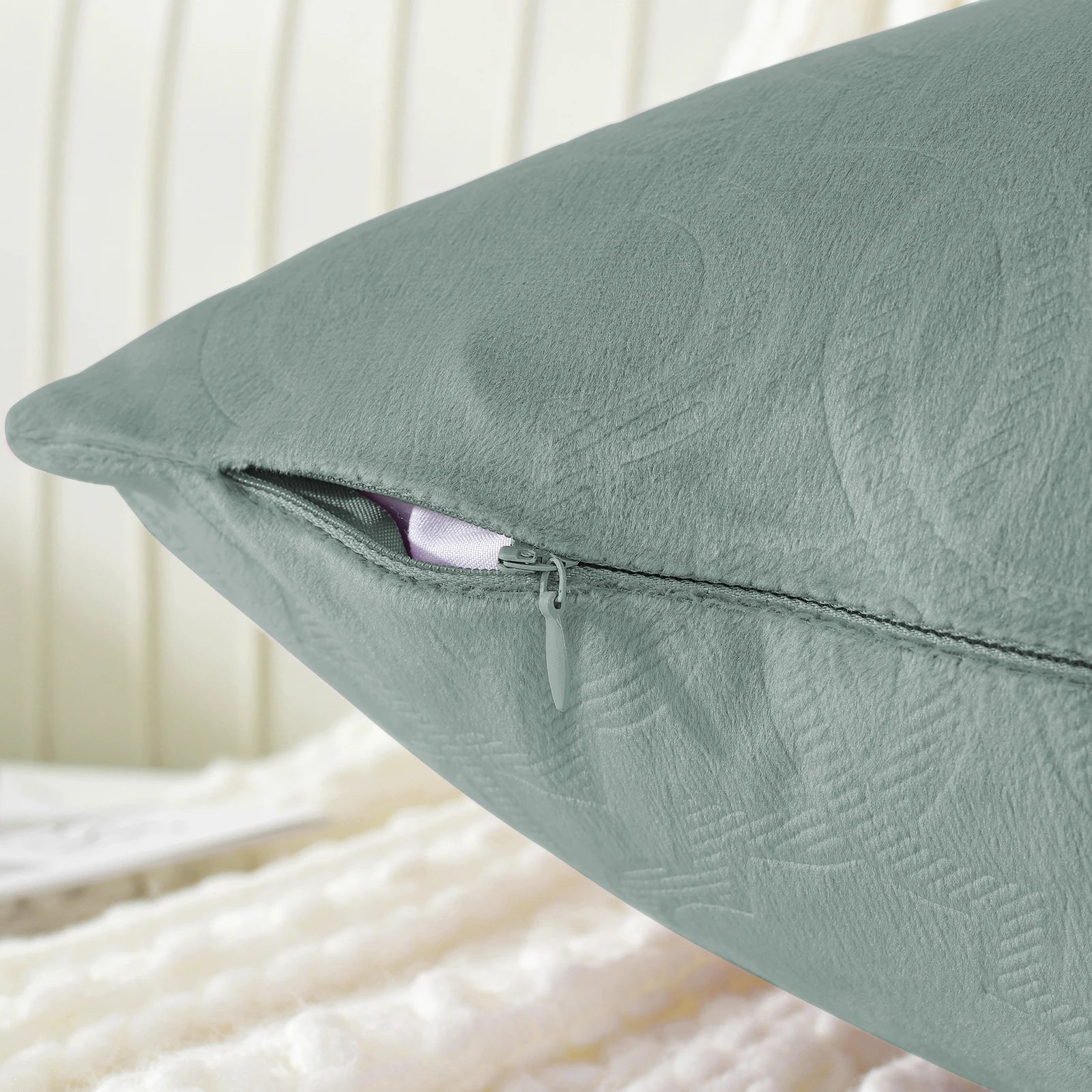 YSTYLE Velvet Sofa Cushion Covers, Decorative Throw Pillow Covers, 2 pcs, Hidden Zipper-Lantern Shape