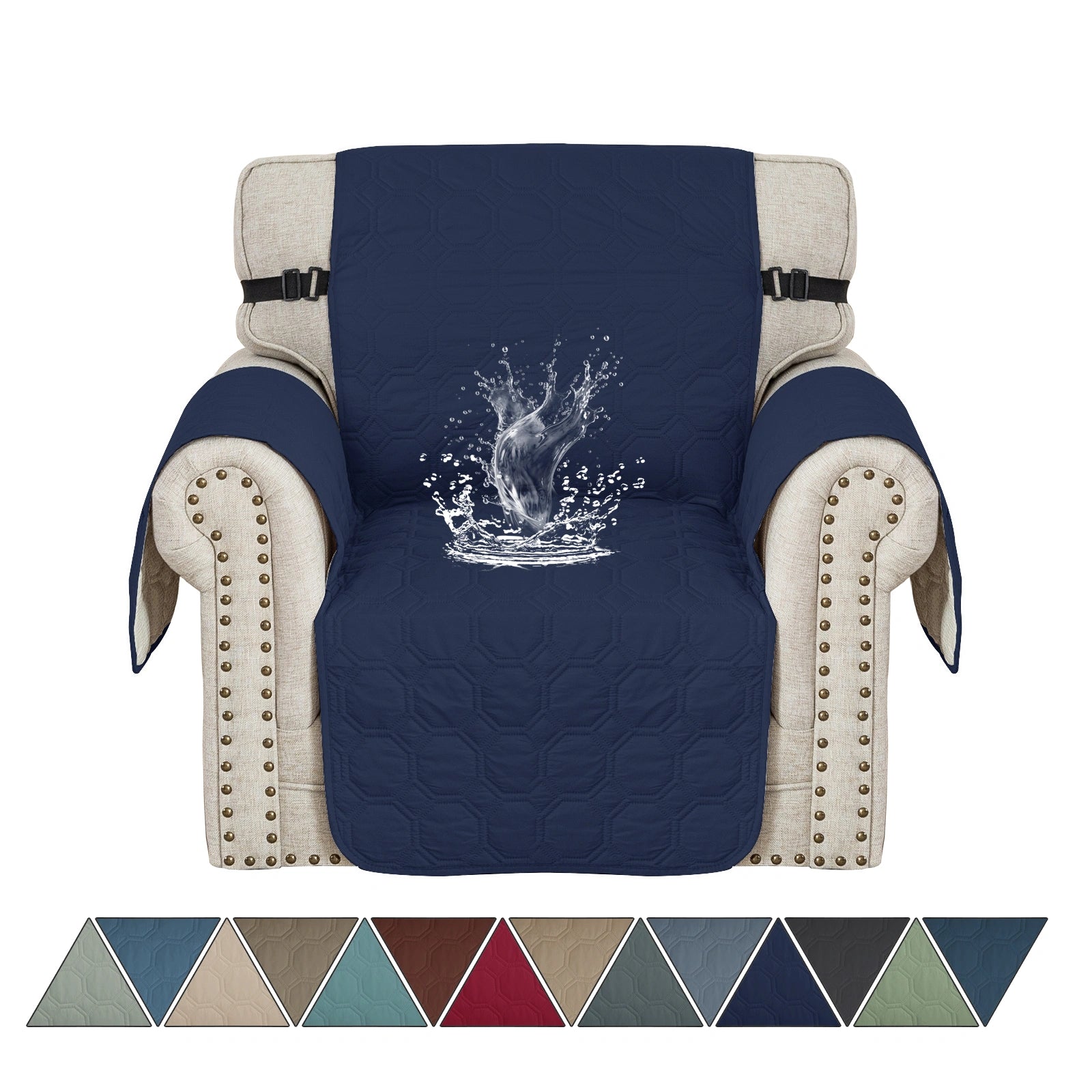 YSTYLE 1 Seater WaterProof Sofa Cover with Armrests,Elegant- for Dogs , Non-Slip and Scratch Resistant Design-Yuanbao Grid