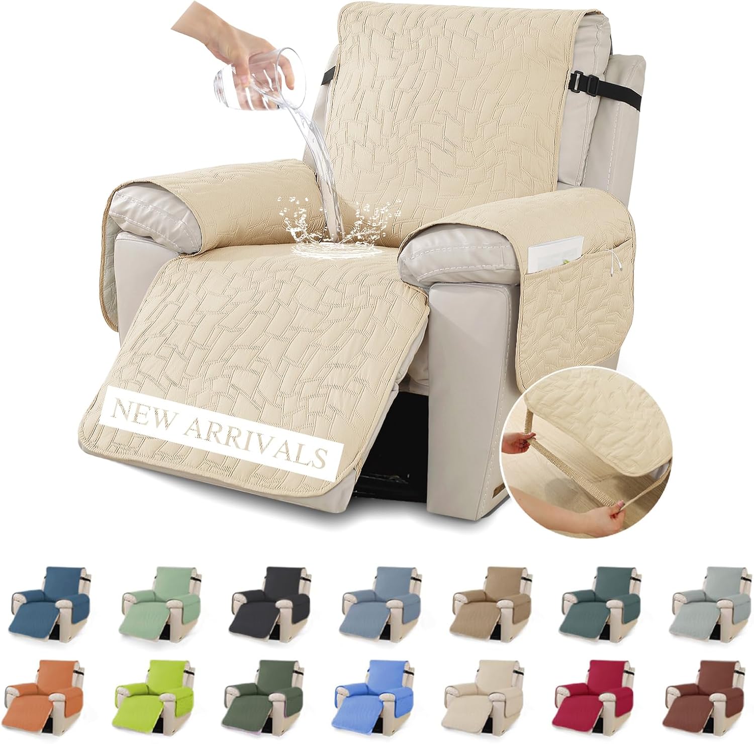Ystyle 100% Waterproof Recliner Chair Cover Stretch Couch Cover for Recliner Chair Washable Slipcover Furniture Protector