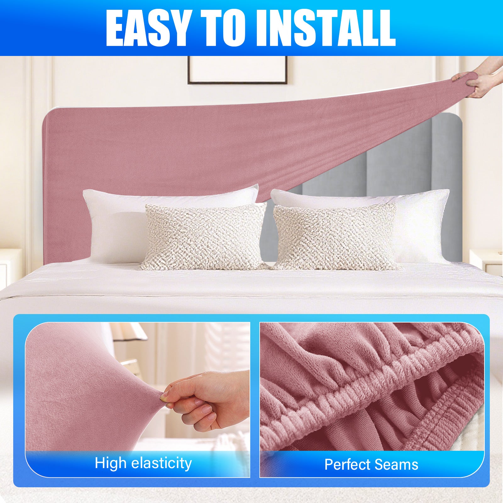 Ystyle 180cm Velvet Headboard Cover, Elastic Slipcover for Bed Headboard, Solid Color Washable Headboard Protector for Single/Double Beds