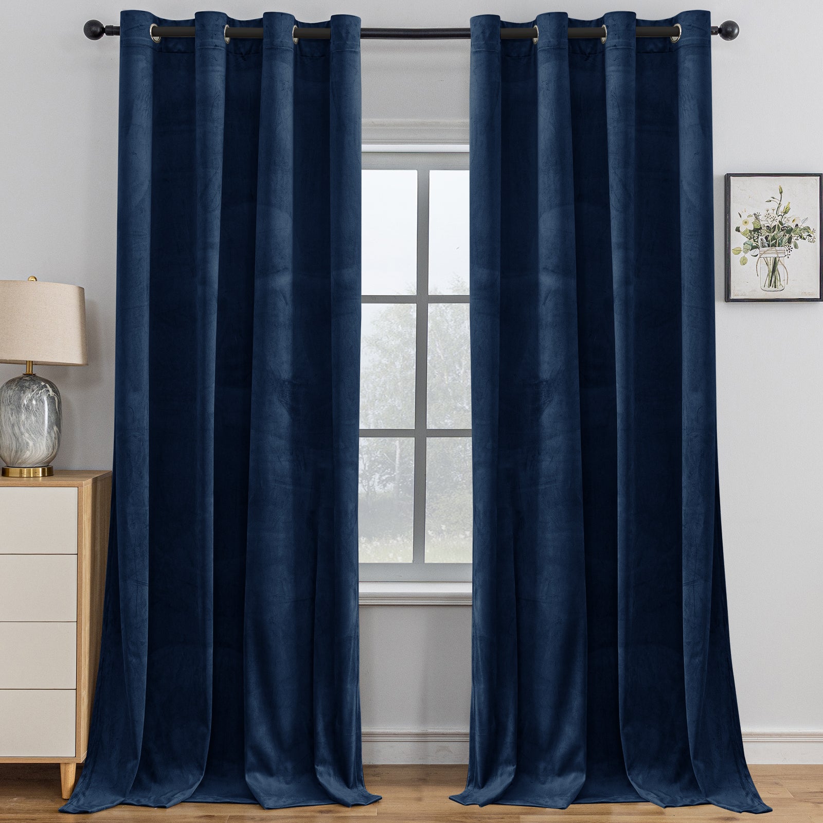 YSTYLE 2 Pieces Velvet Blackout Curtains Thermal Insulated-YSTYLE