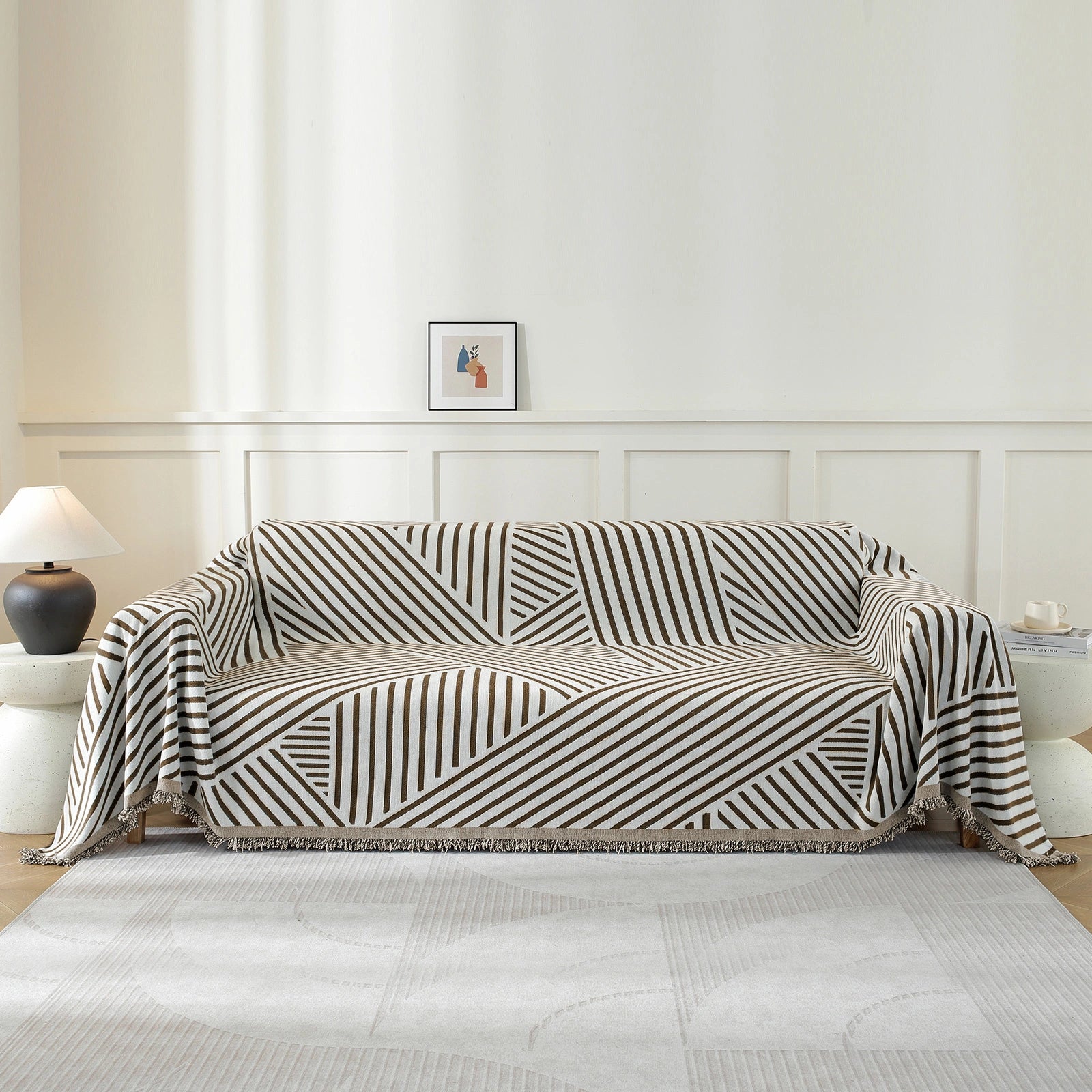 YSTYLE 3 Seater Sofa Blanket,Full Coverage,Stain-Resistant,All-Season Design-Line Crossing