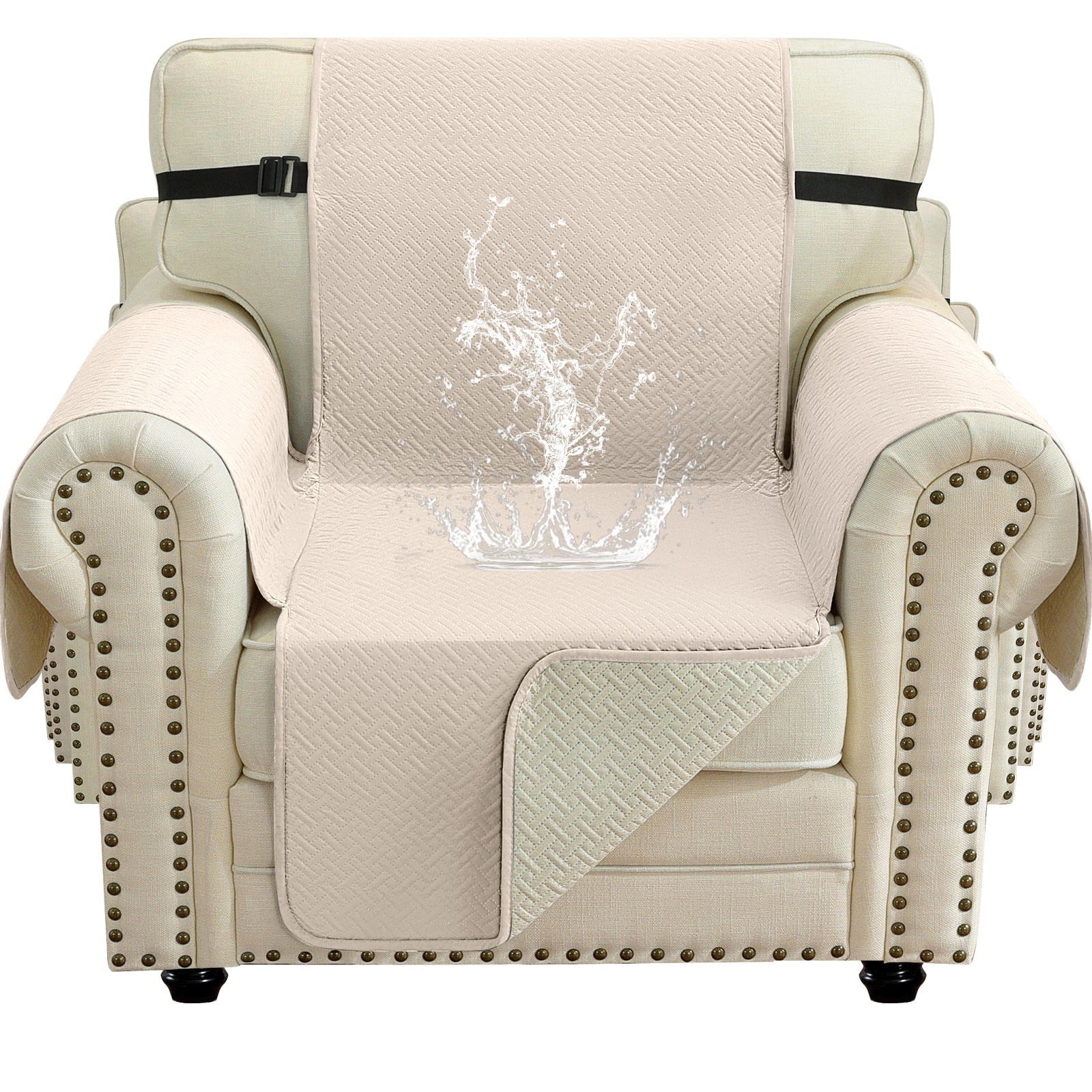 imperméable canapé couverture with Side Pockets and antidérapant design