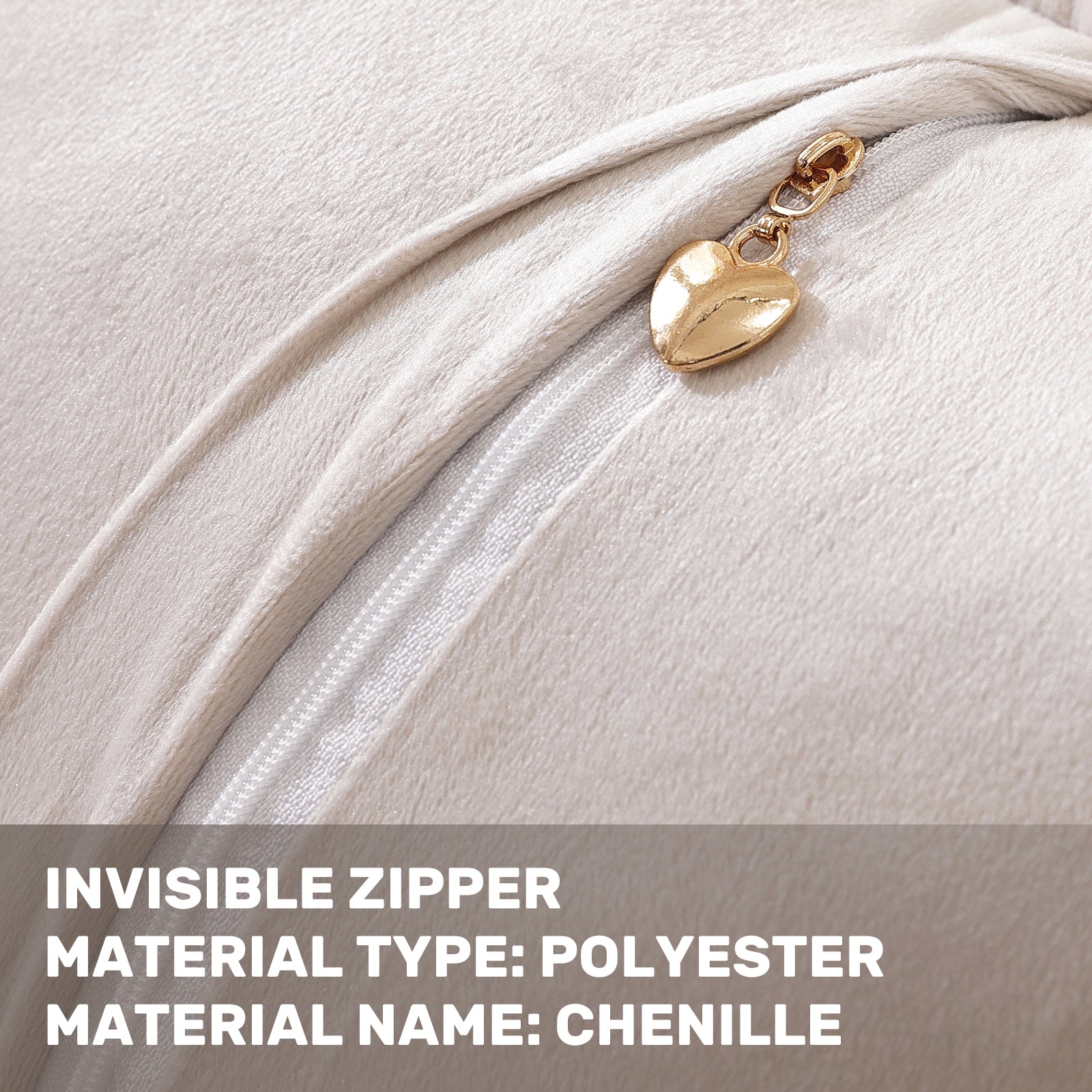 Ystyle Chenille Sofa Cushion Covers 45 x 45 cm, 2 Pieces, Soft Durable Cushion Cover, Sofa Cushion Cover with Corazón Shape, Elegant Decorative Pillowcase Living Room